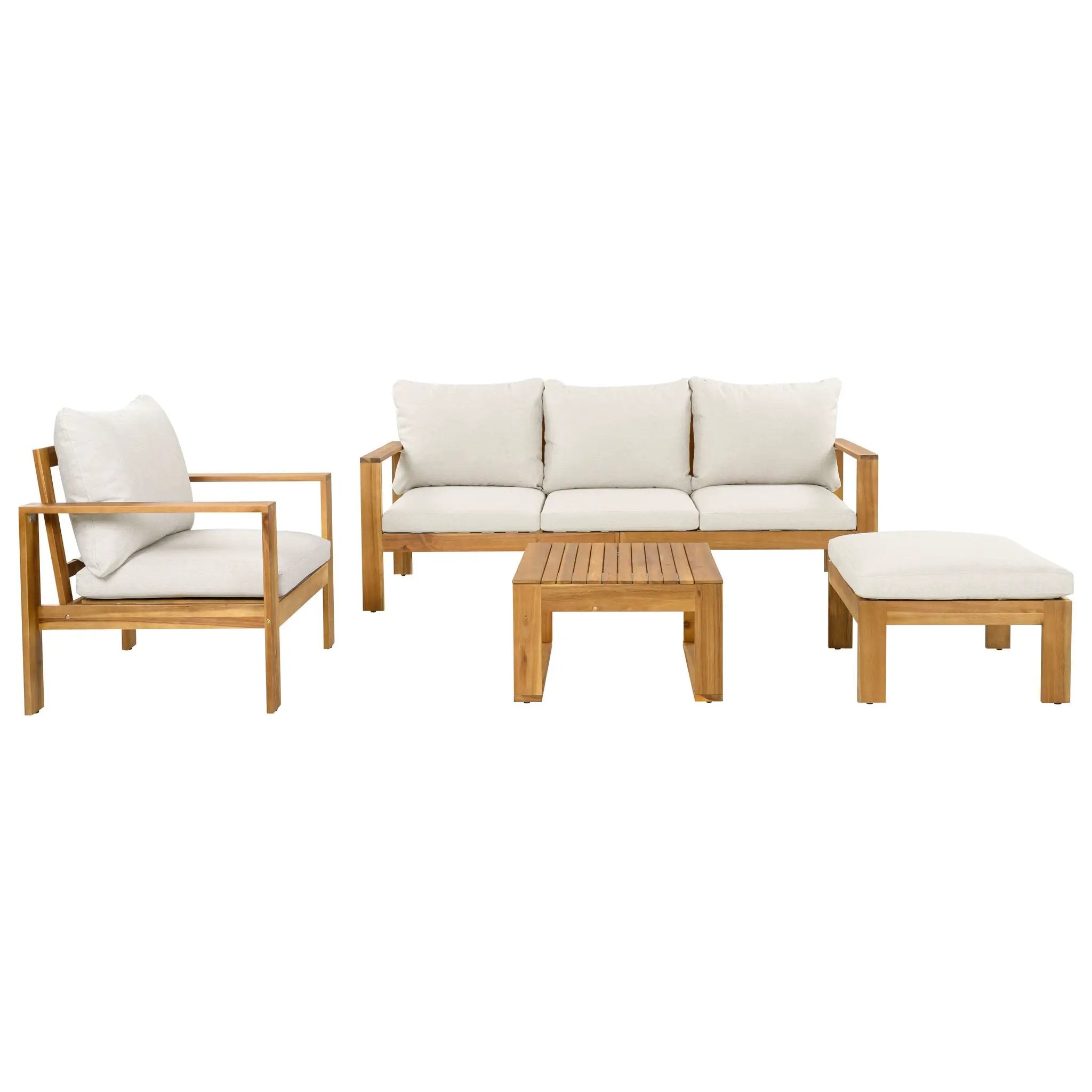 Outdoor 4pcs Acacia Sectional Patio Sofa Set by HouseOfZazla