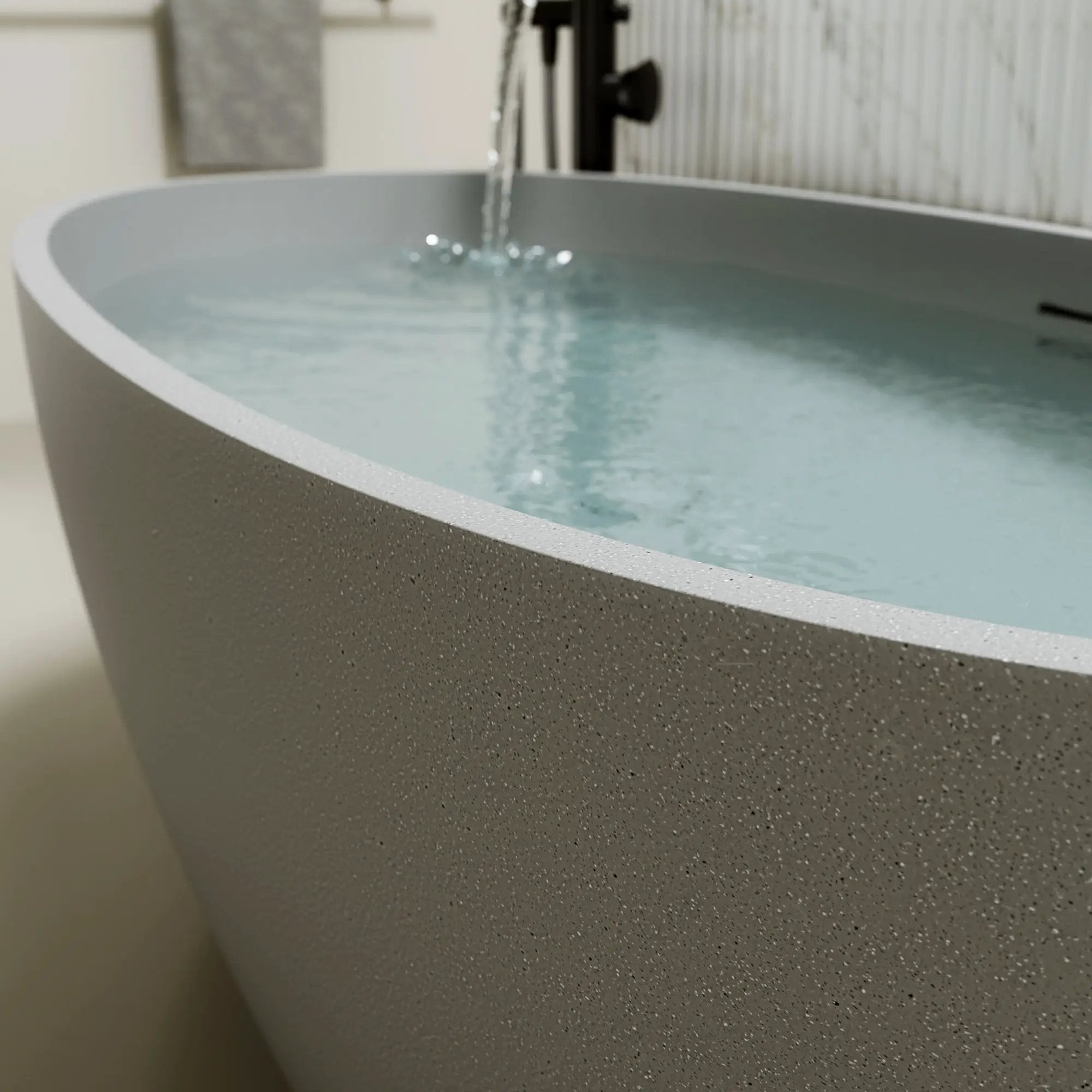 55'' Freestanding Bathtub Resin Stone Soaking Bathtub by HouseOfZazla