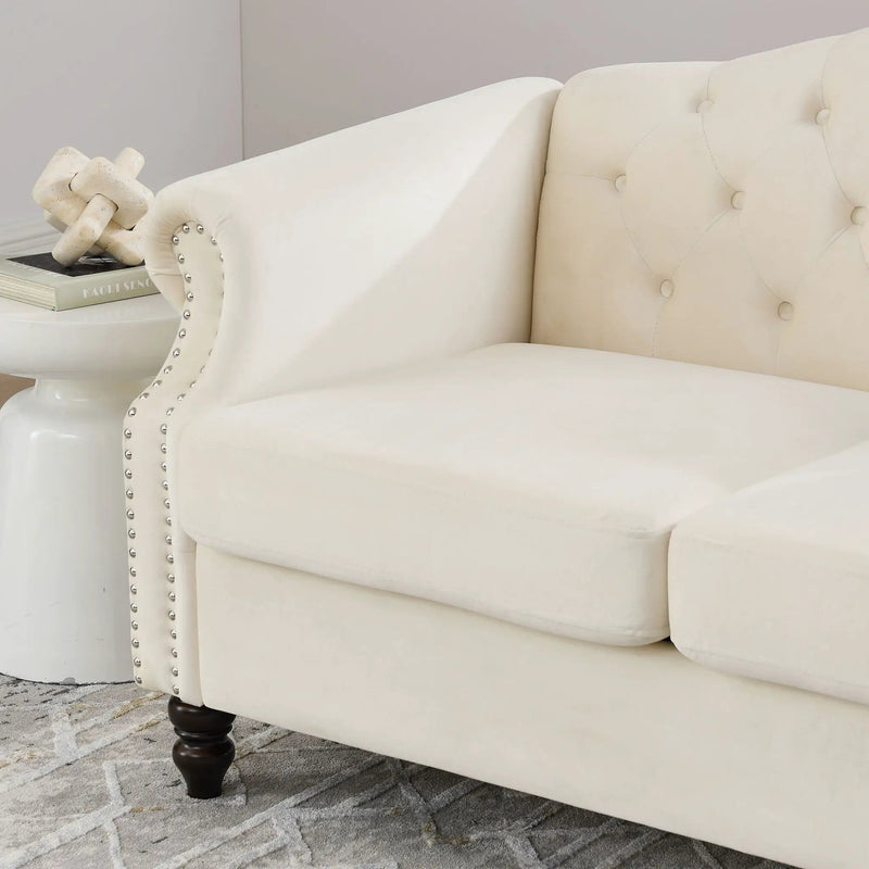 2 Seater Chesterfield Sofa With Rolled Arms And Nailhead Trim For Living Room by HouseOfZazla