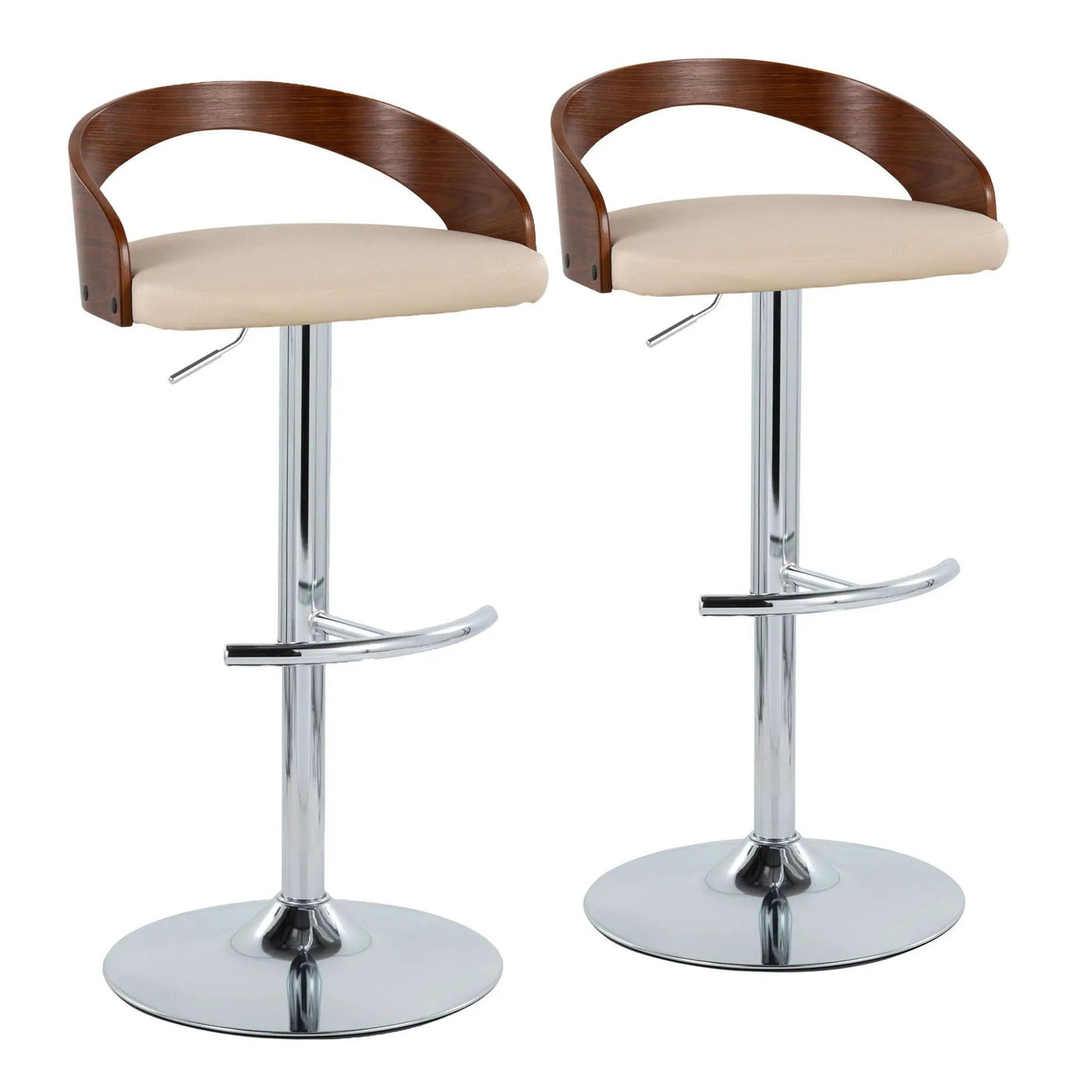 Grotto - Contemporary Adjustable Barstool & Swivel With Rounded T Footrest (Set of 2) by HouseOfZazla