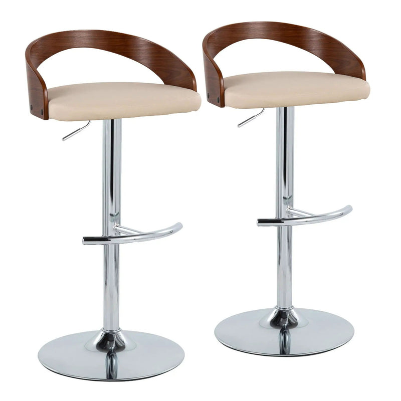 Grotto - Contemporary Adjustable Barstool & Swivel With Rounded T Footrest (Set of 2) by HouseOfZazla