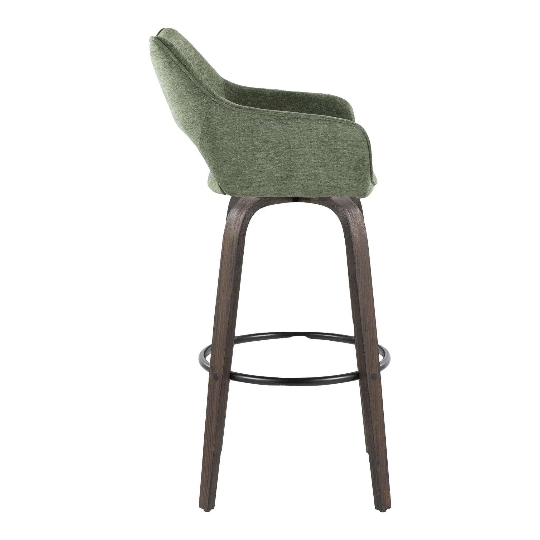 Mustang - Contemporary Fixed Height Barstool With Swivel With Round Footrest (Set of 2) by Unique Piece Furniture
