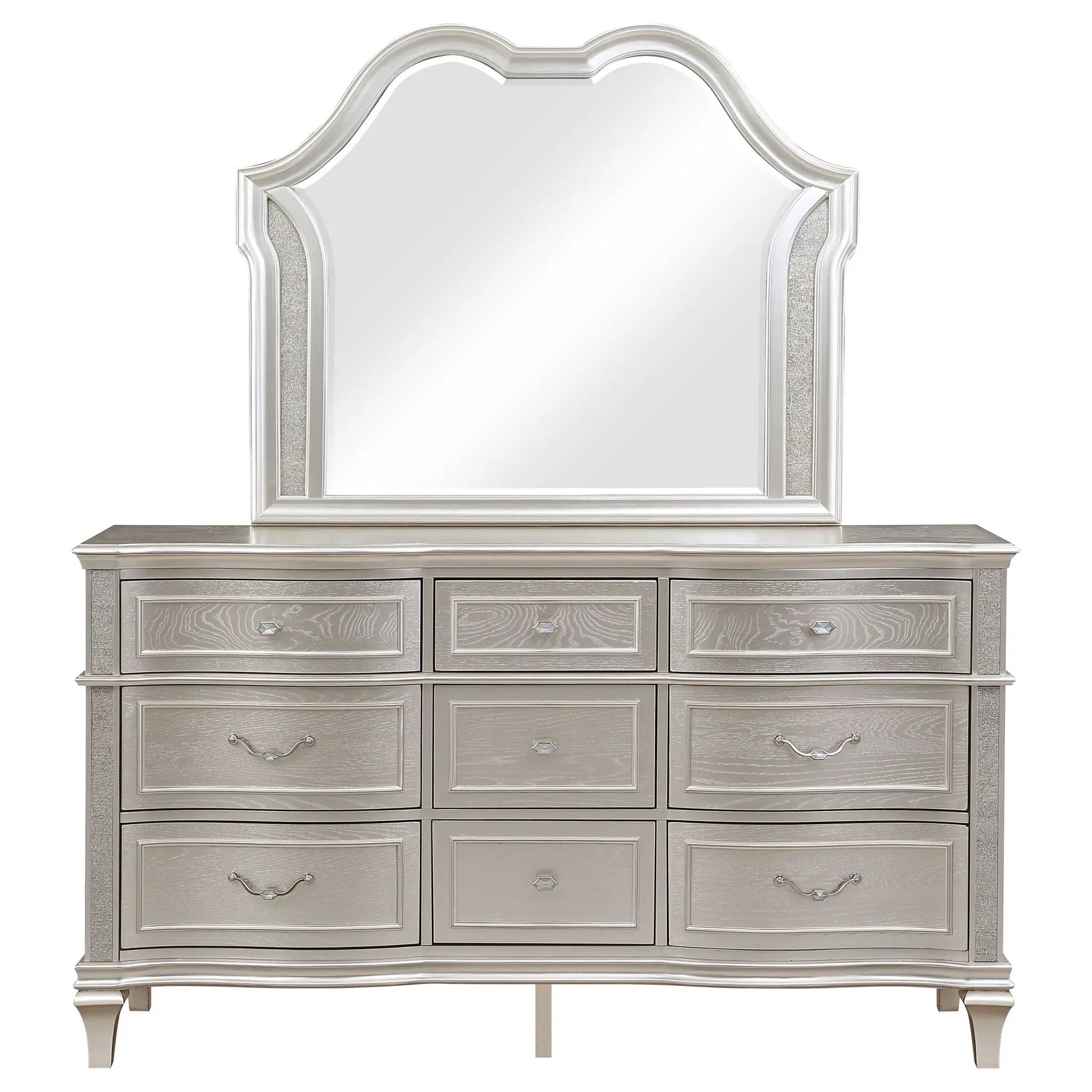Evangeline 9-drawer Dresser with Mirror Silver Oak by Unique Piece Furniture