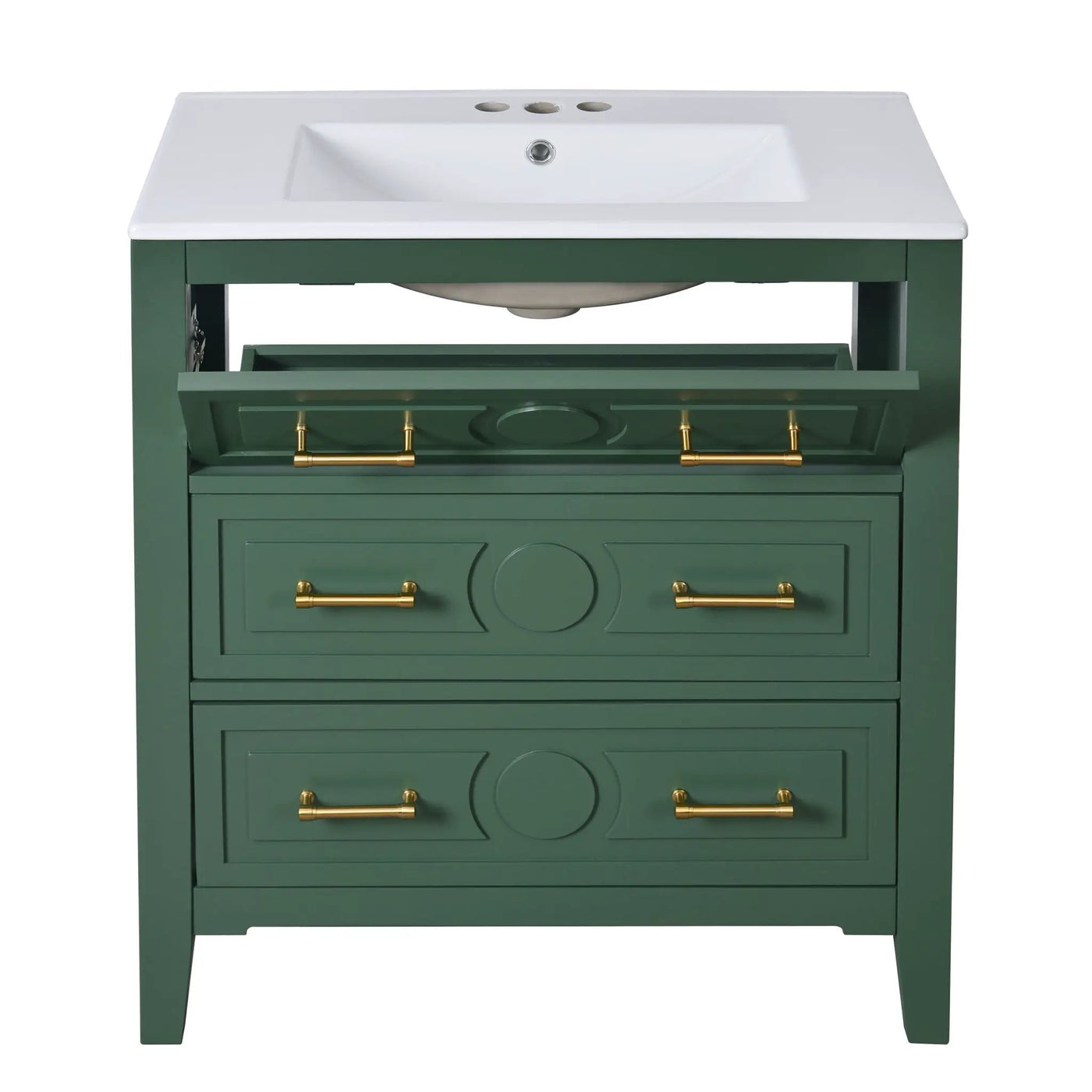 Retro Bathroom Vanity With Sink Combo, Free Standing Single Set With 3 Drawers by HouseOfZazla