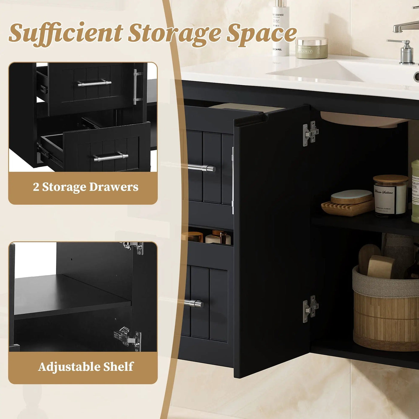 Wall Mounted Bathroom Vanity & Sink, 2 Drawers by HouseOfZazla
