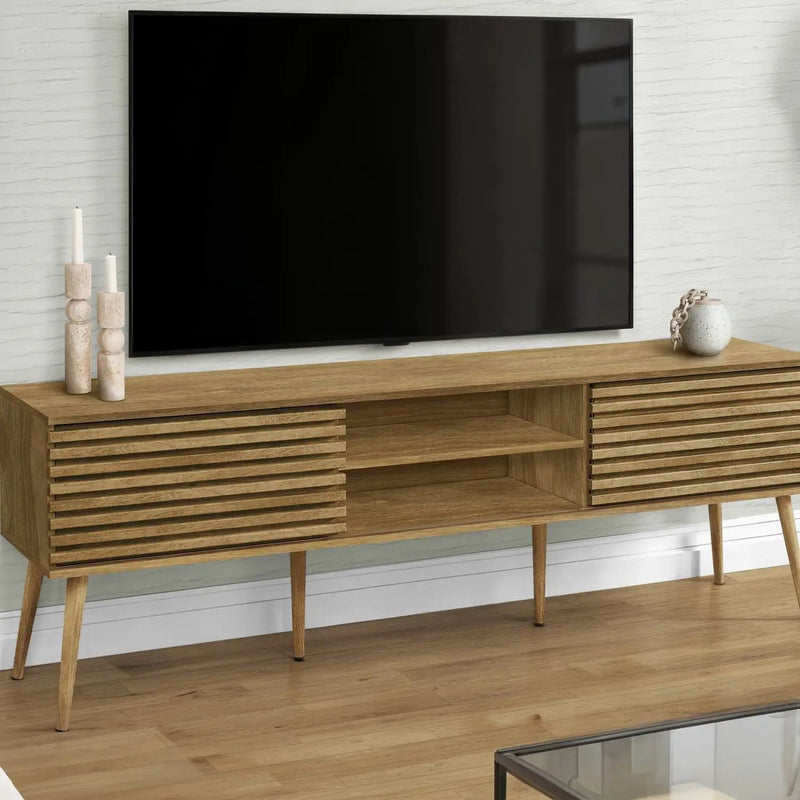 TV Stand, 72 Inch, Media Entertainment Center, Storage Cabinet, Console, Storage Shelves, Contemporary & Modern - Walnut by Unique Piece Furniture