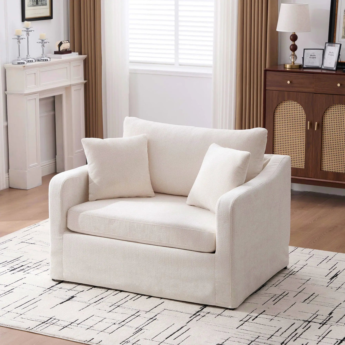 Farmhouse Accent Chair With 2 Bolster Pillows by HouseOfZazla