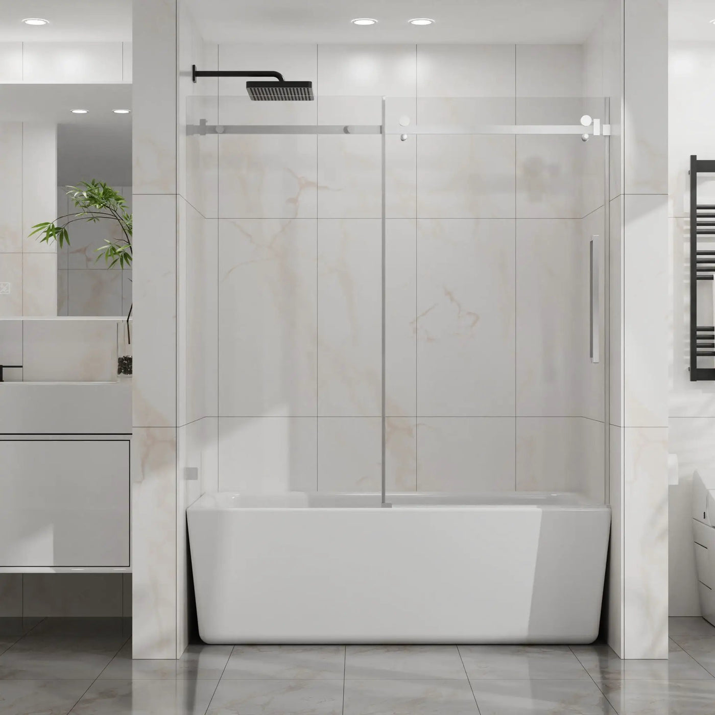 Frameless Tub Sliding Shower Door With Easy Clean Coating by HouseOfZazla