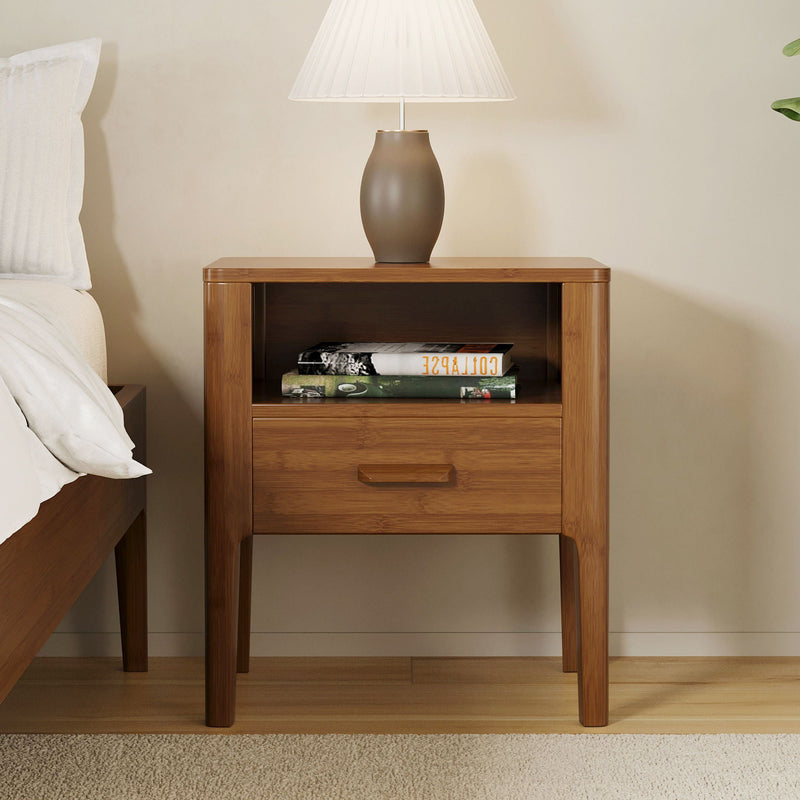 Nightstand With Drawer And Open Shelf - Brown by HouseOfZazla