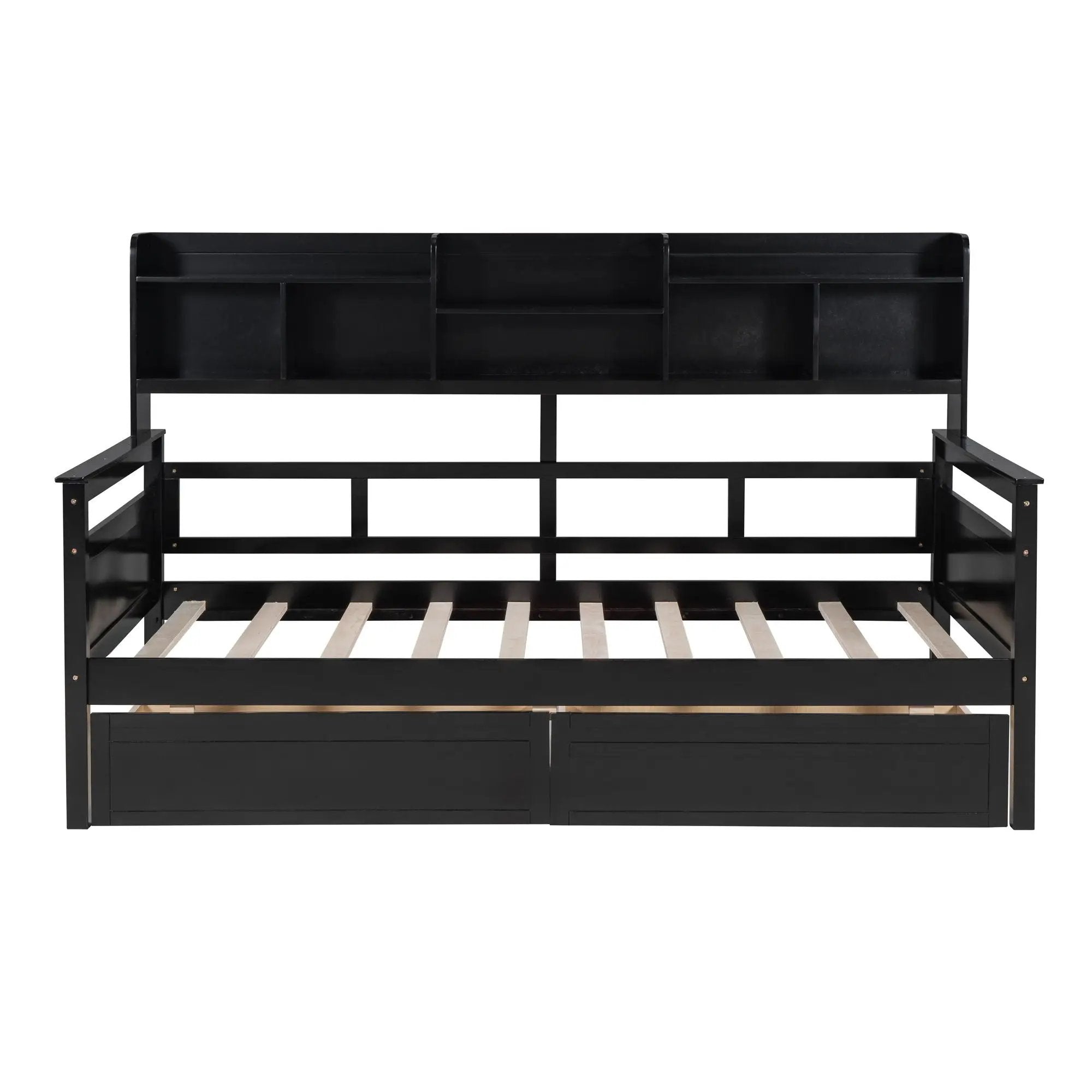 Daybed, Slat Support, With Bedside Shelves And 2 Drawers by HouseOfZazla