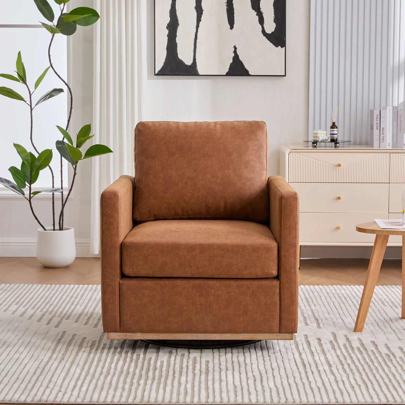 Modern Upholstered Square Swivel Accent Chair With 360 Degree Rotation by HouseOfZazla