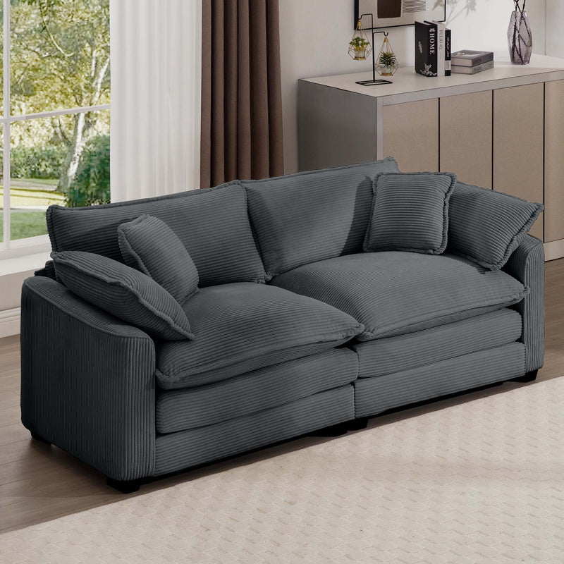 Modern 2 Seater With 4 Pillows, Upholstered Deep Seating Loveseat by Unique Piece Furniture