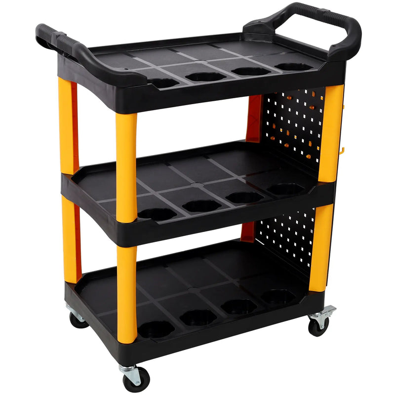 3 Tier Rolling Auto Detail Cart With Wheels - Yellow & Black by HouseOfZazla