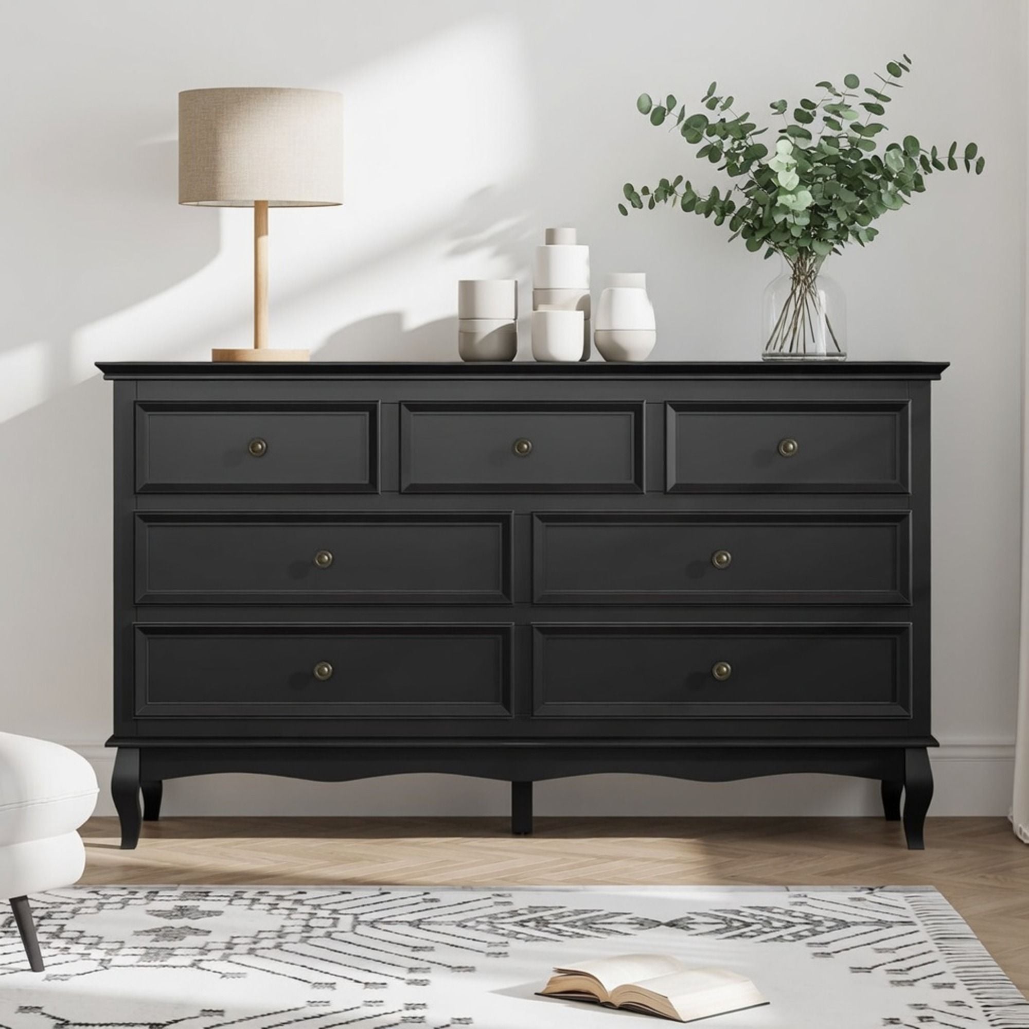 7 Drawer Dresser, Storage Chest - Black by HouseOfZazla