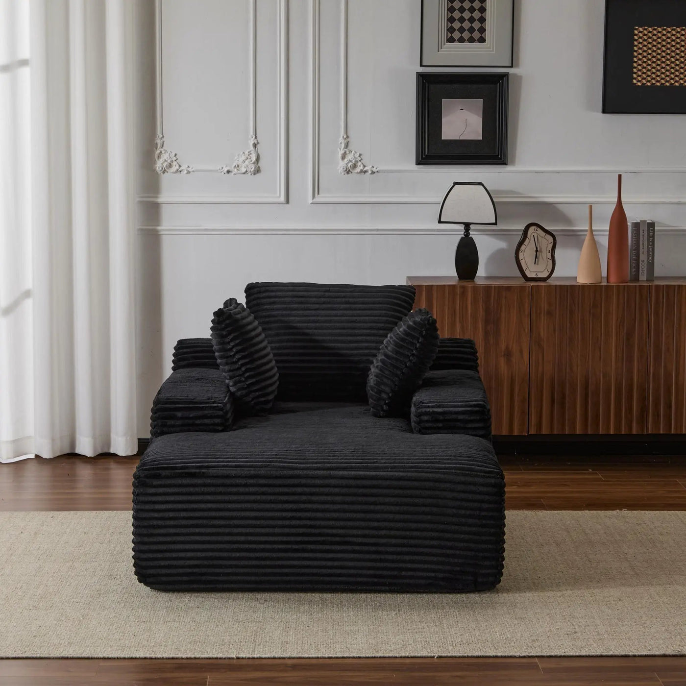 Oversized Chaise Lounge Chair Cozy Cloud Couch With 3 Throw Pillows And Wide Armrest by HouseOfZazla