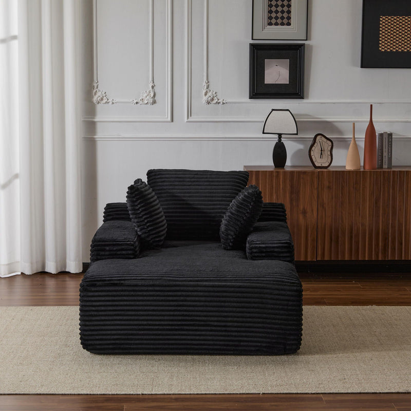 Oversized Chaise Lounge Chair Cozy Cloud Couch With 3 Throw Pillows And Wide Armrest by HouseOfZazla