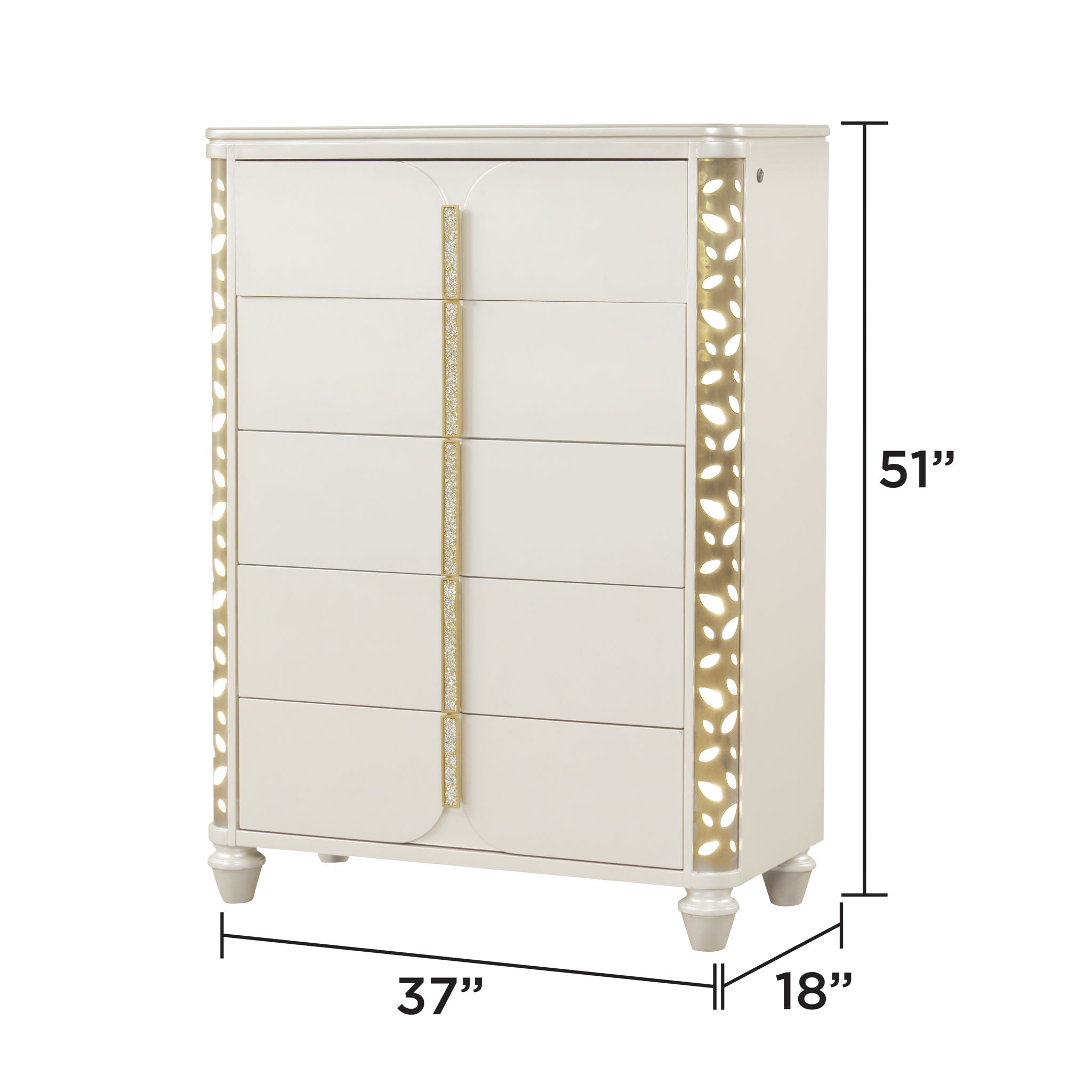 Cinderella - Chest With LED Accents And 5 Storage Drawers - Beige by HouseOfZazla