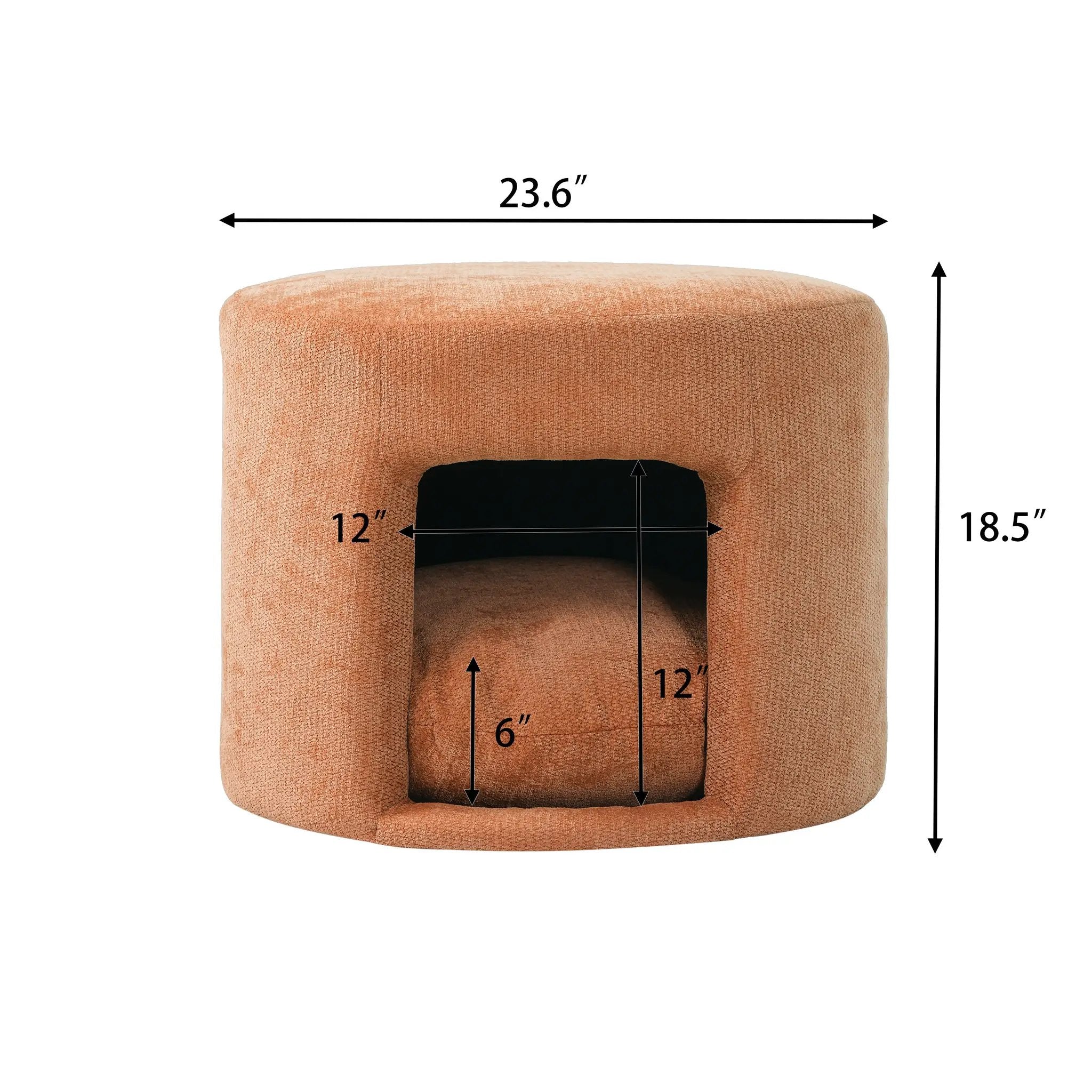 Orange Pet Friendly Ottoman with Removable Pet Cushion and Hidden Pet Nook by HouseOfZazla