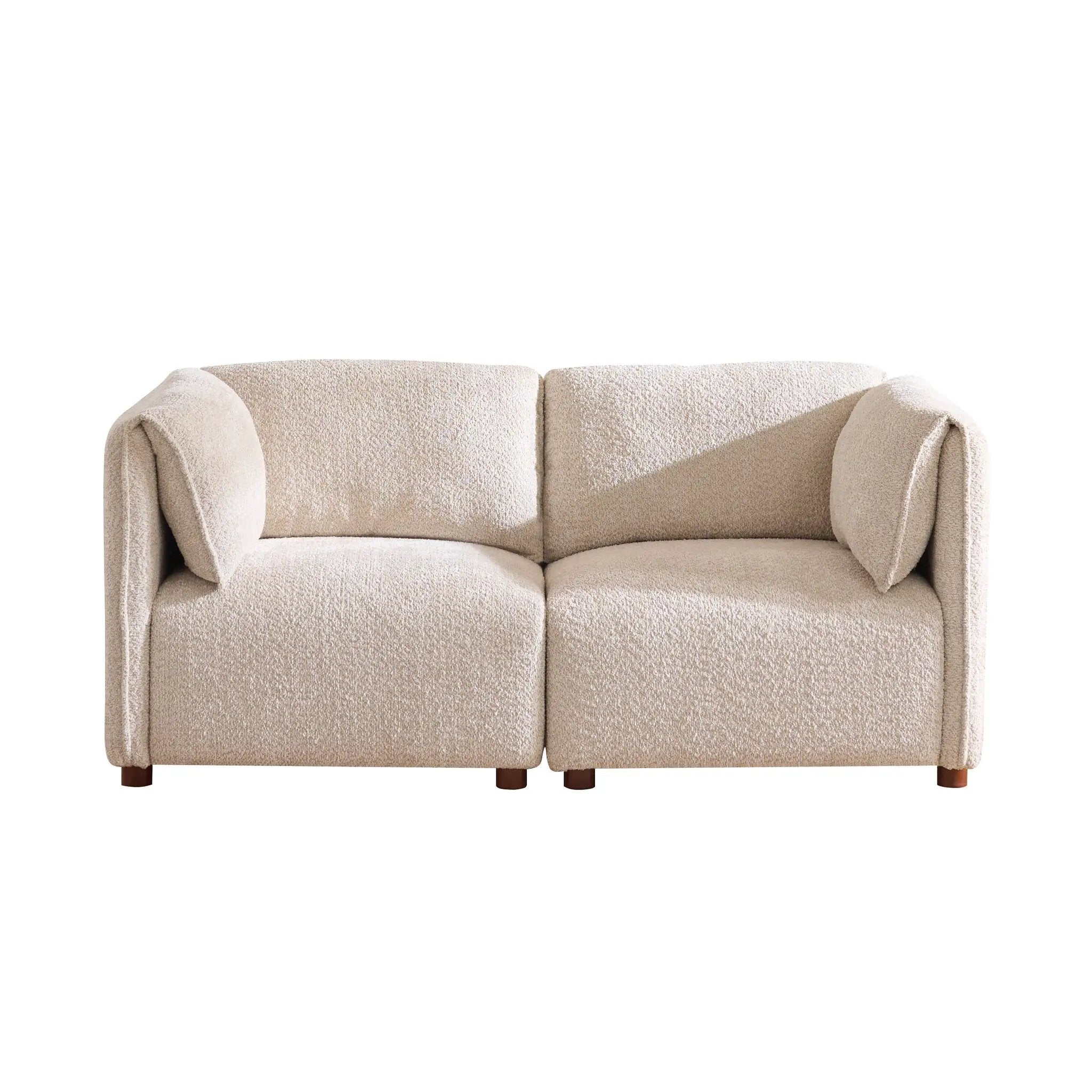 Aura 126 in. 5-Piece L Shaped Boucle Modular Sectional Sofa by HouseOfZazla