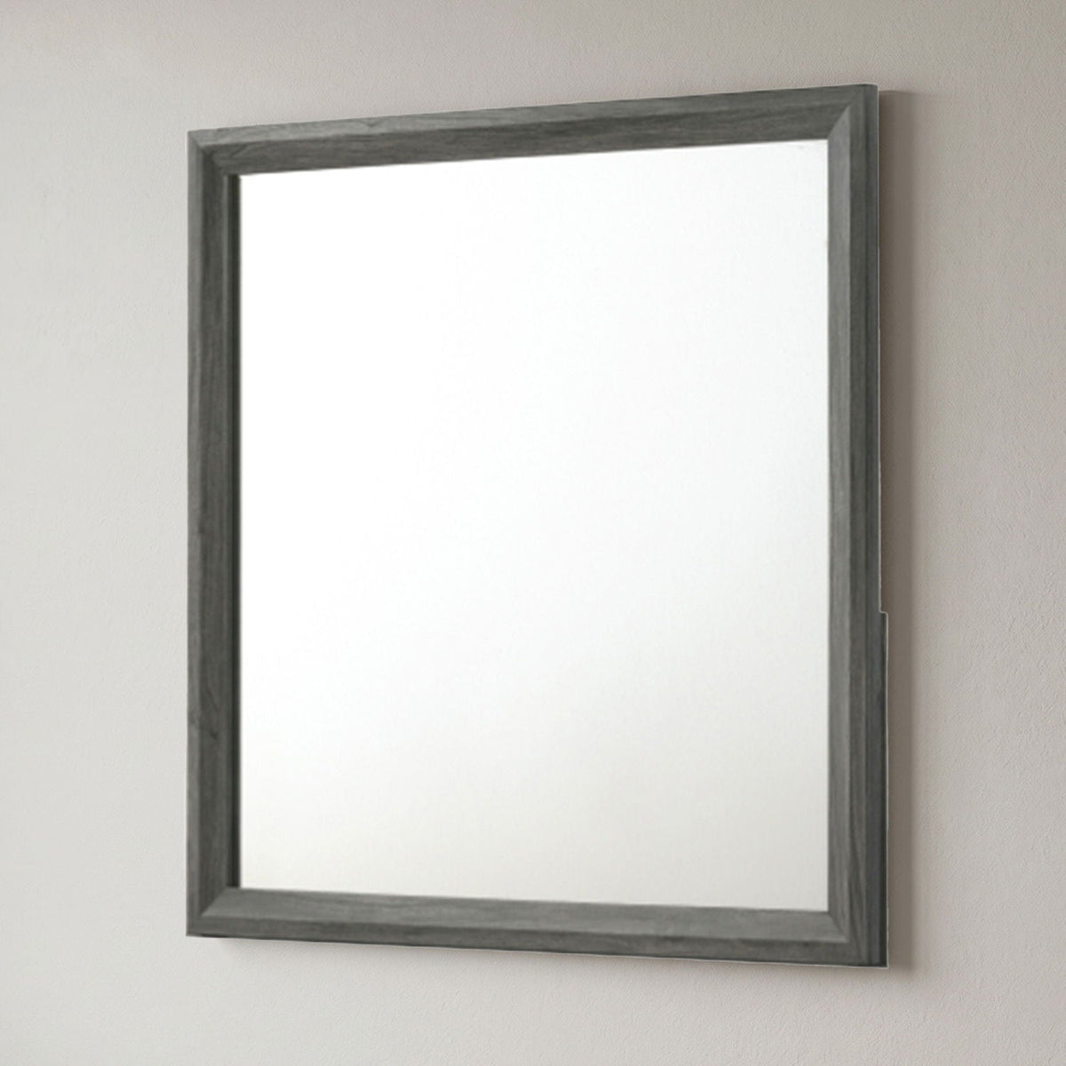 Square Mirror with Modern Wood Frame - Dark Gray or Light Brown, photo 8 of 10