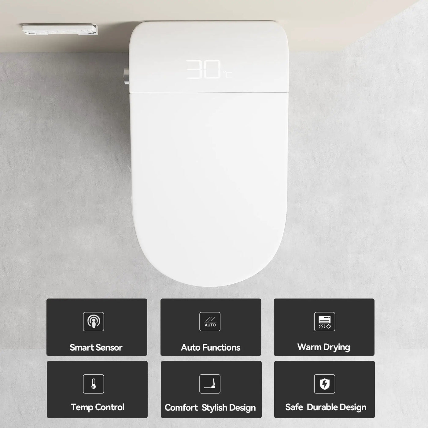 Smart Bidet Toilet With Auto Open / Close Seat, Warm Water Wash, Heated Seat, And Wireless Remote Control by HouseOfZazla