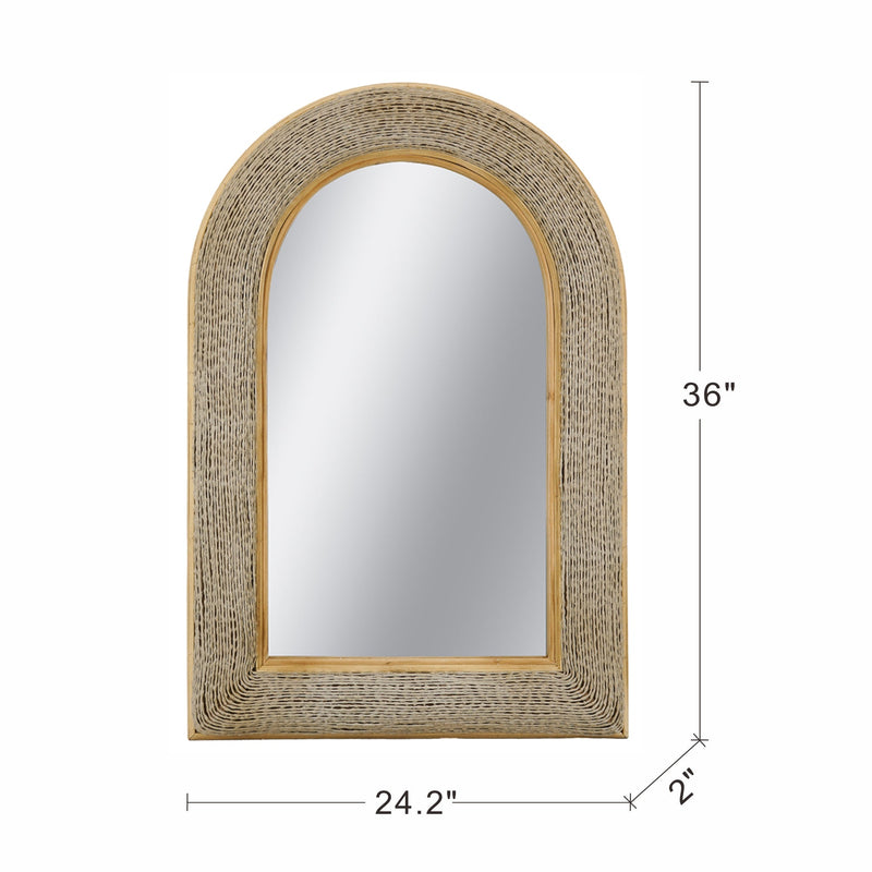 24.2"x36" Woven Texture Decorative Arched Mirror by HouseOfZazla