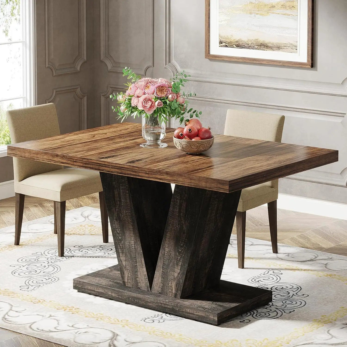 Dining Table With Pedestal Base For 4 - 6 People by HouseOfZazla