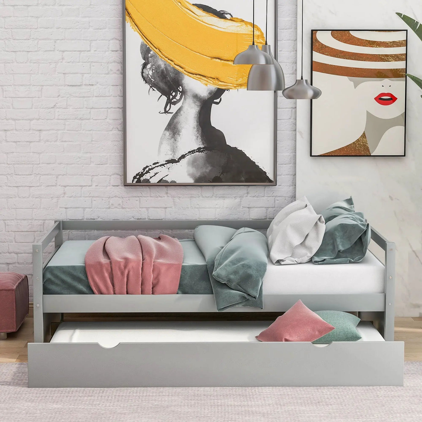 Twin Daybed With Trundle Frame Set by HouseOfZazla