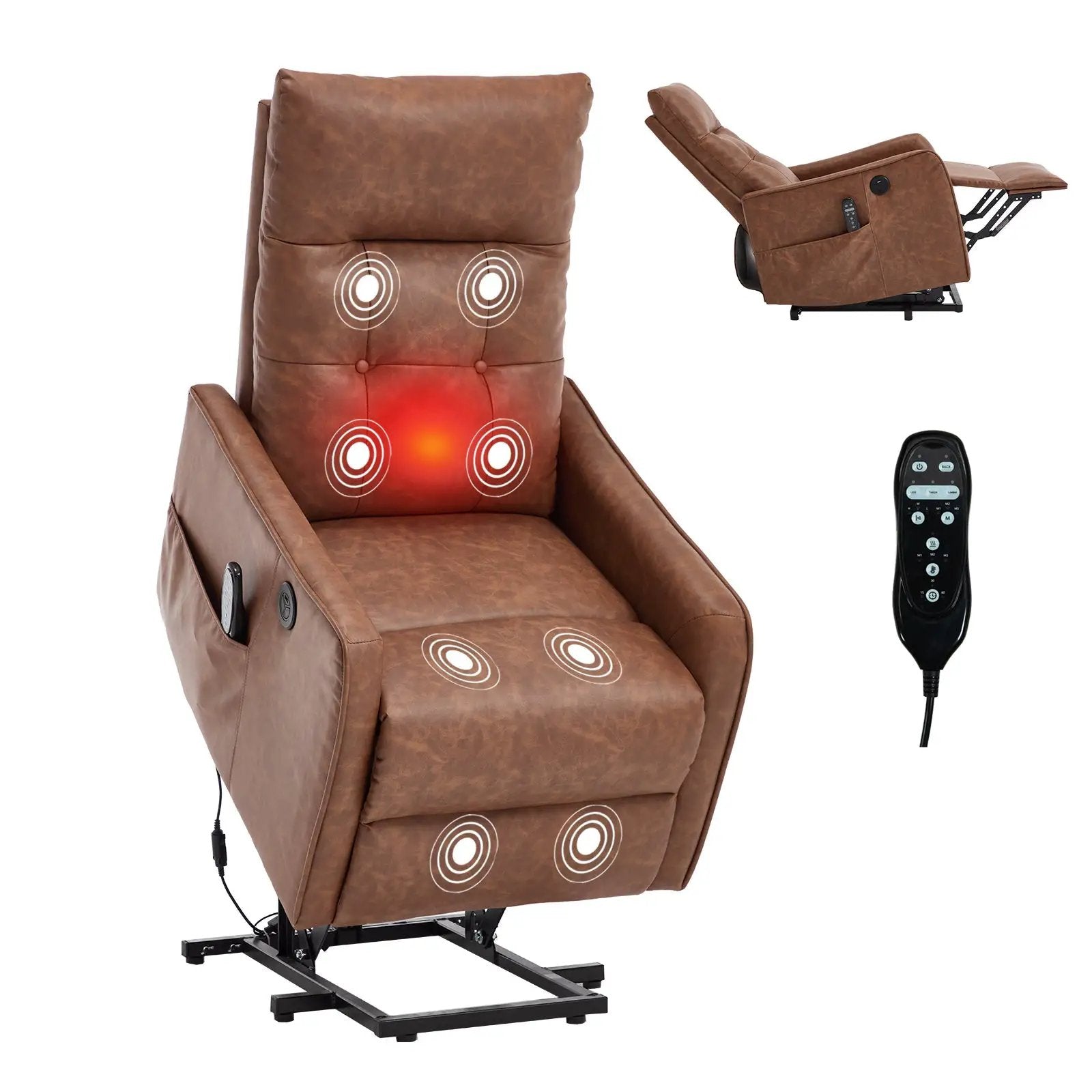 Brown PU Single Motor Power Lift Recliner Chair by HouseOfZazla
