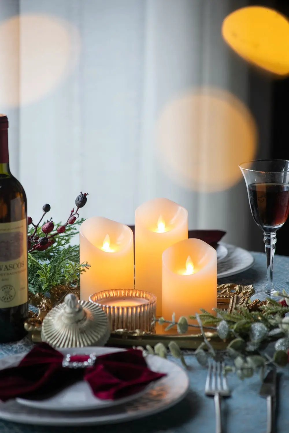 Flickering LED Candles With Remote Timer (Set of 3) - Ivory by Unique Piece Furniture
