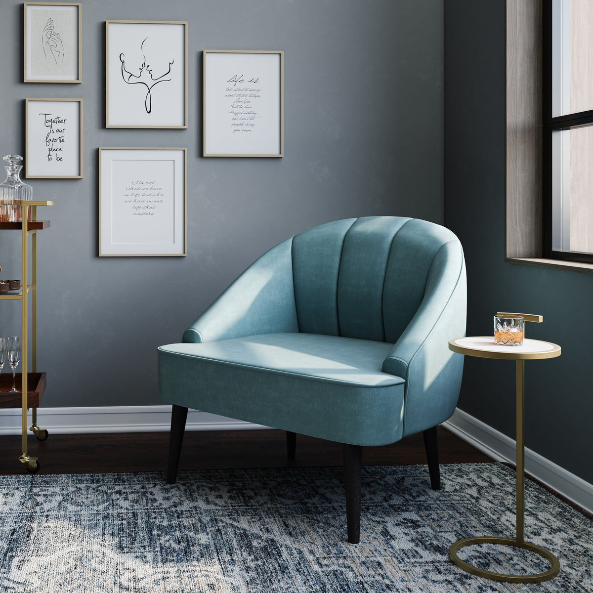 White Marble C Side Table with Gold Frame - Brook Collection, photo 2 of 5