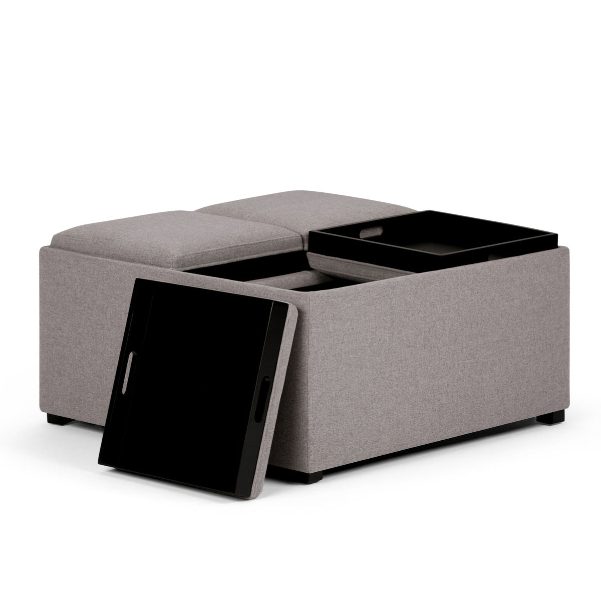 Avalon Square Storage Ottoman Coffee Table with Flip Trays - Multiple Colors, photo 37 of 40