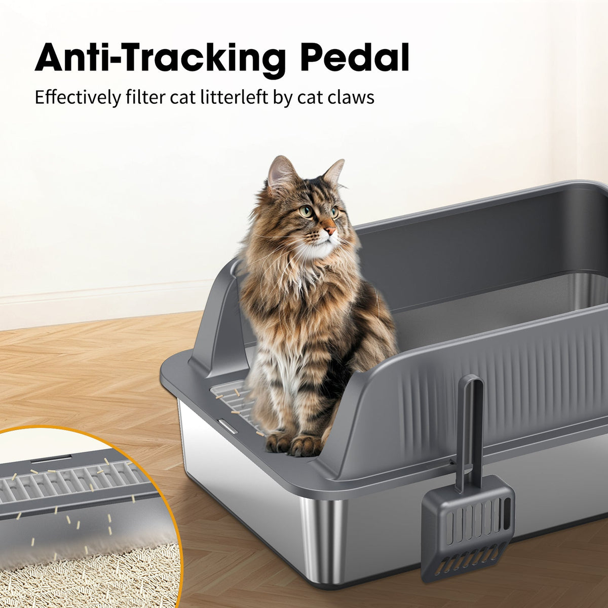 Stainless Steel Cat Litter Box with Easy Clean Surface - Silver, photo 6 of 9