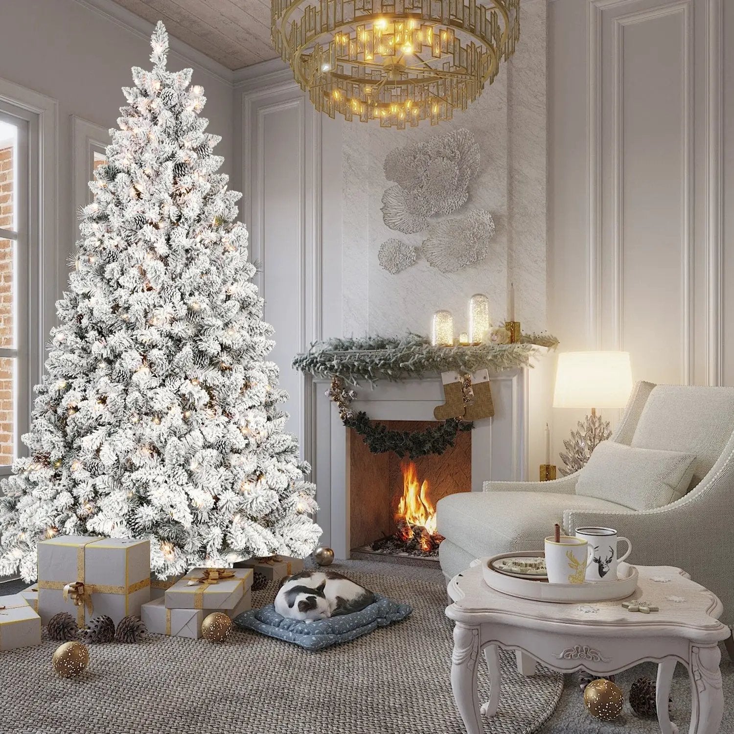 5FT Flocked Christmas Tree with 300 UL Lights by HouseOfZazla