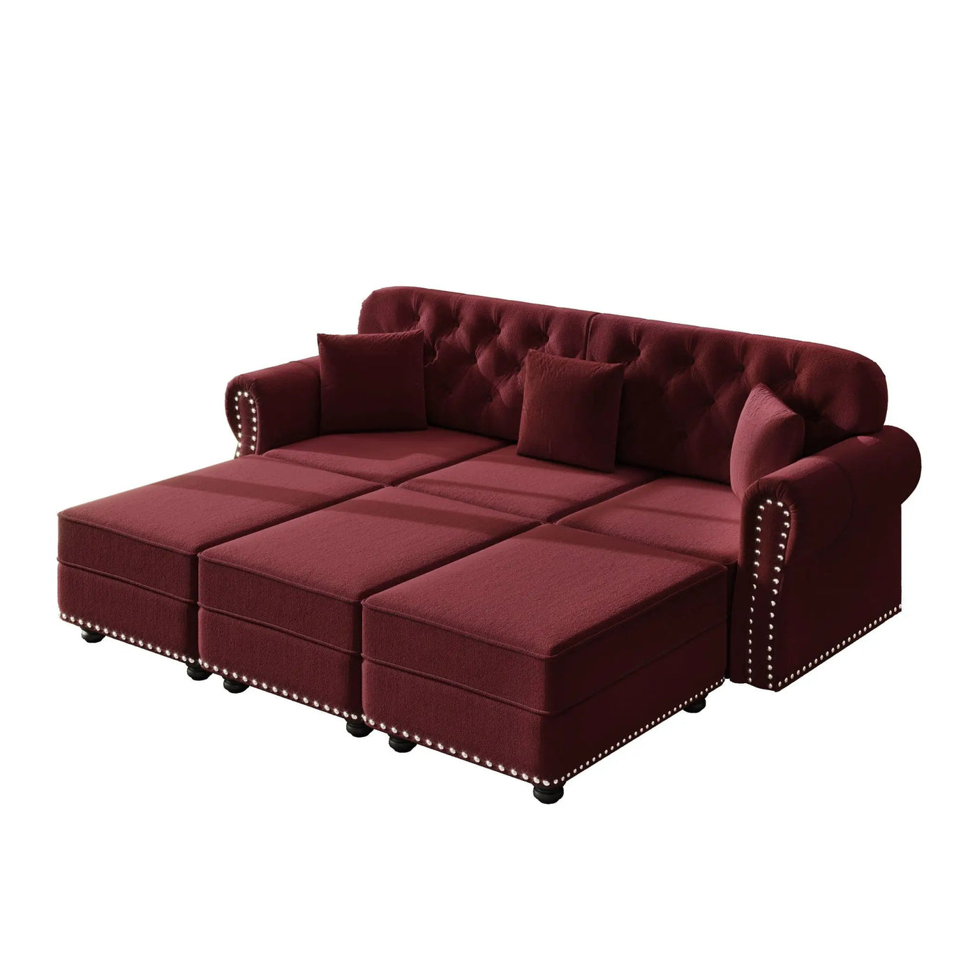 Upholstered Sofa Set With Nailhead Trim And Rolled Armrests, Includes Pillows by HouseOfZazla