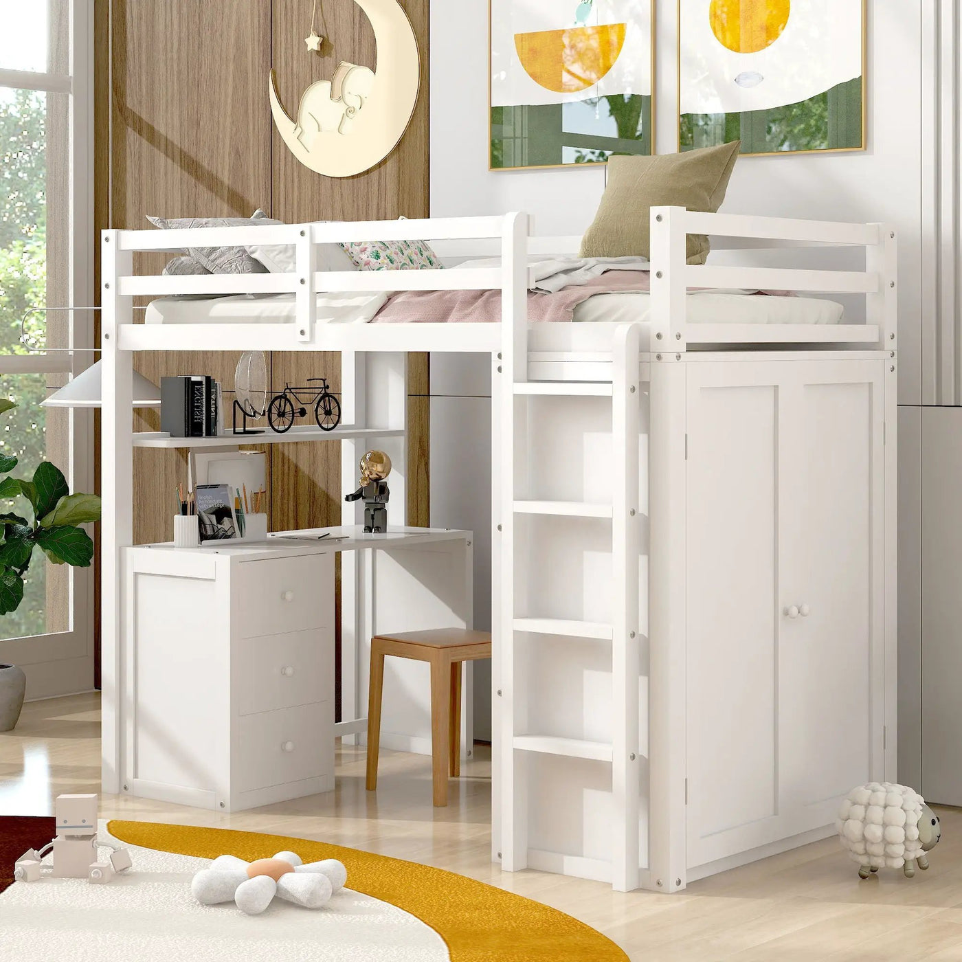 Loft Bed With Drawers, Desk, And Wardrobe by Unique Piece Furniture