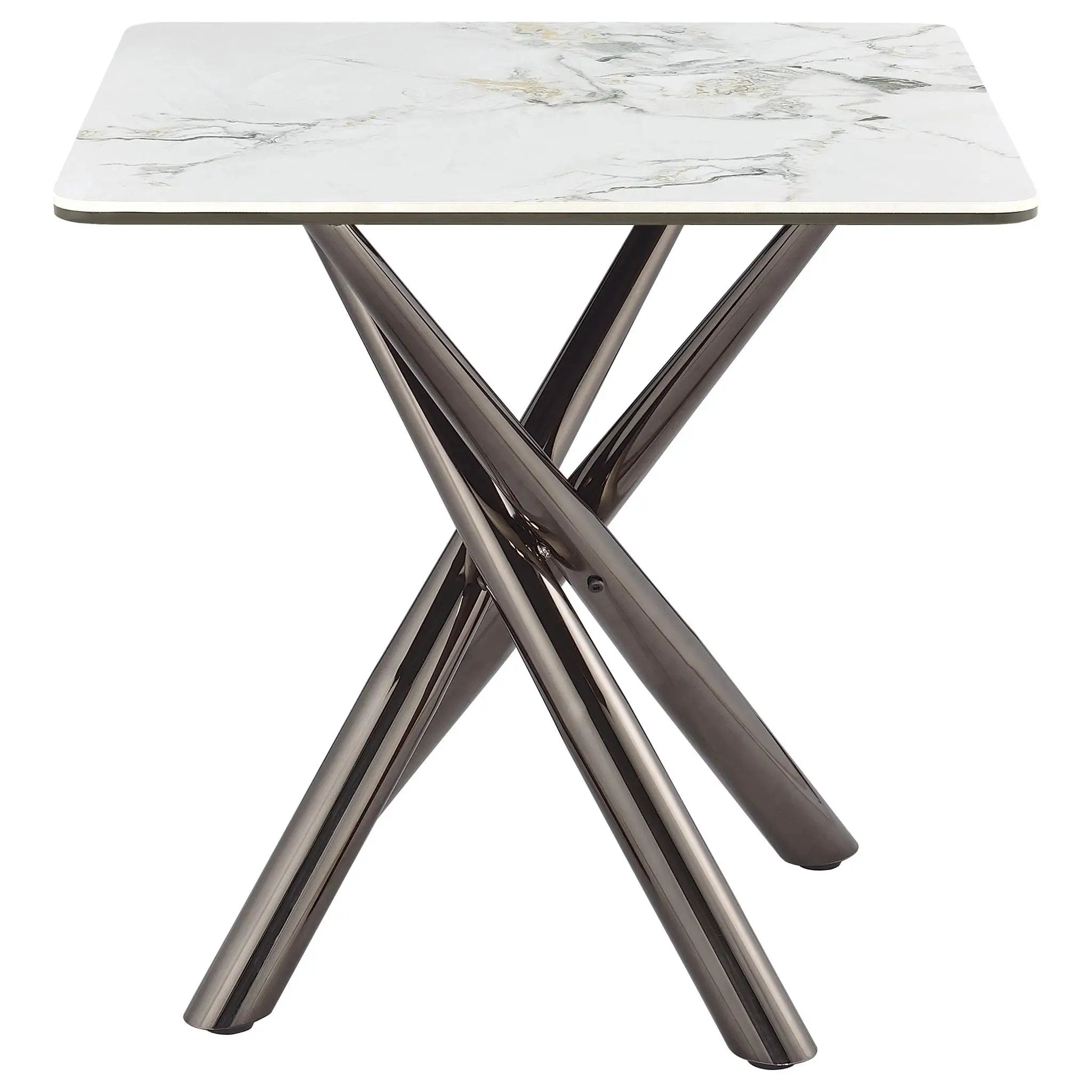 Carvell Square Sintered Stone End Side Table Mirage White by Unique Piece Furniture