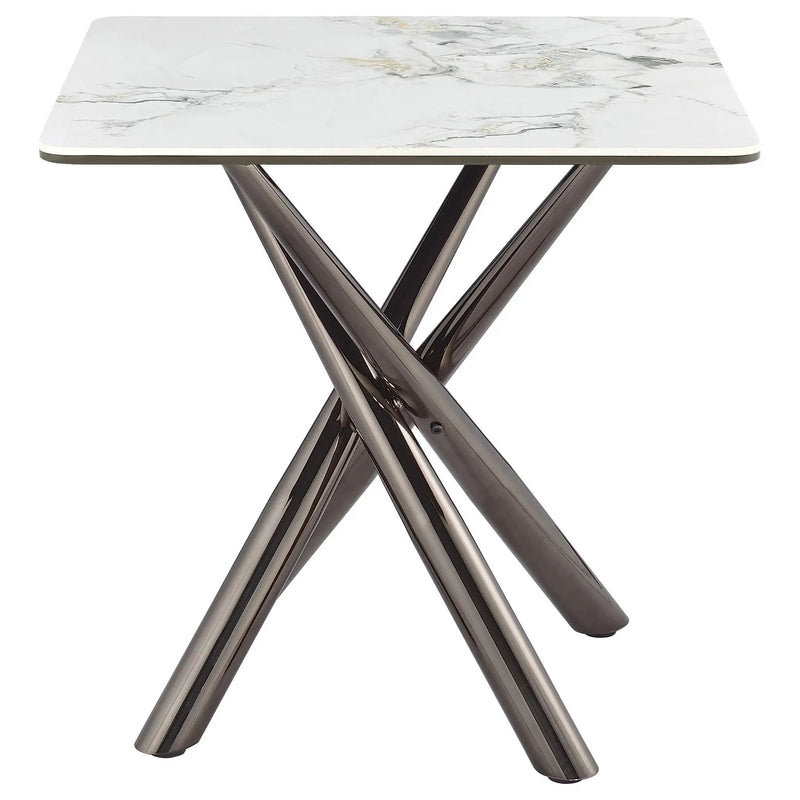 Carvell Square Sintered Stone End Side Table Mirage White by Unique Piece Furniture