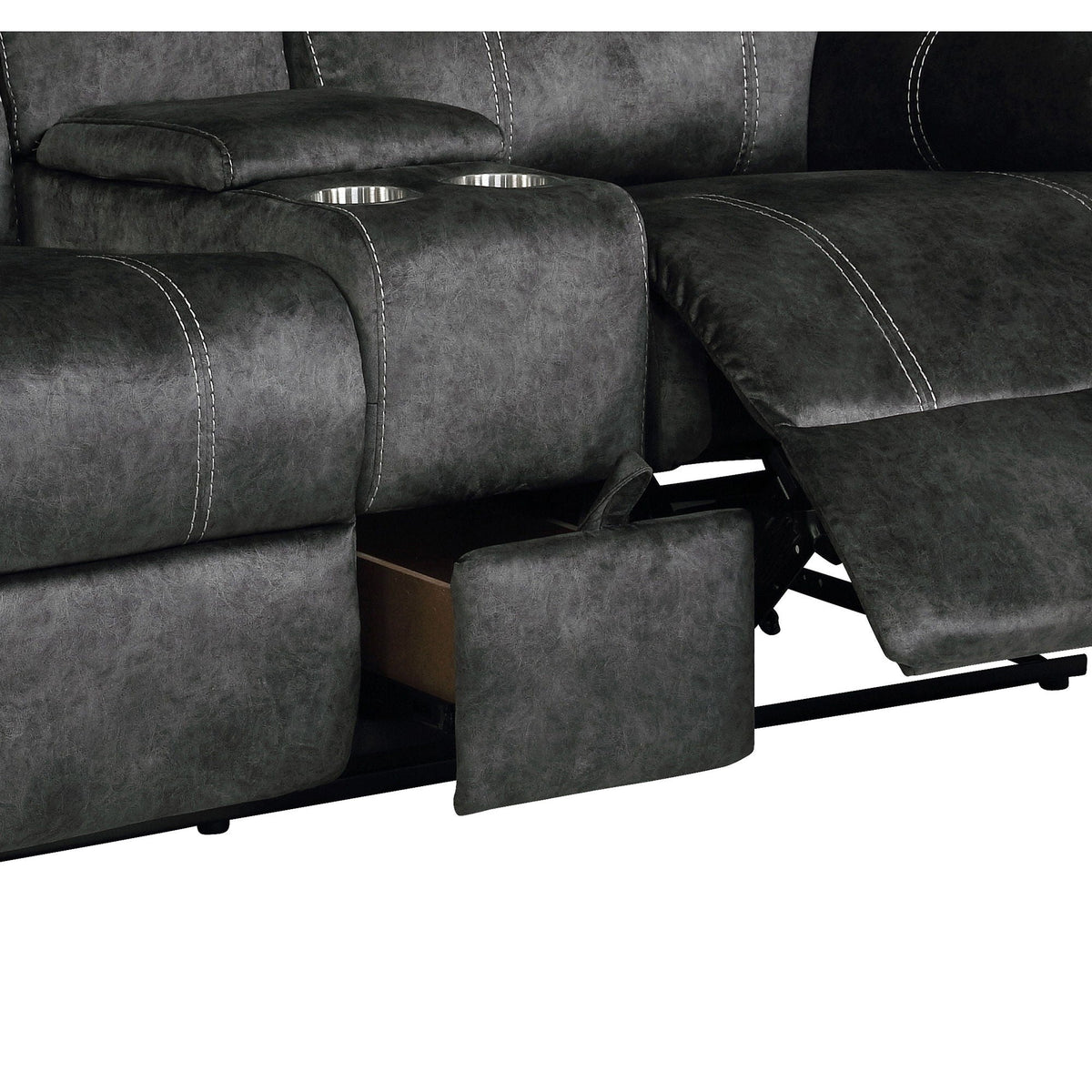 Reclining Loveseat with Manual Recline and Storage - Dark Brown or Dark Gray, photo 8 of 24
