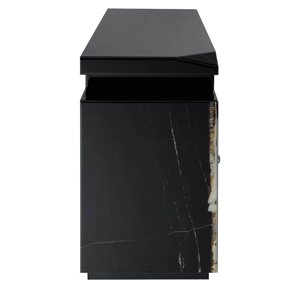 Drisana - TV Stand With Fireplace - Black Mirrored by Unique Piece Furniture
