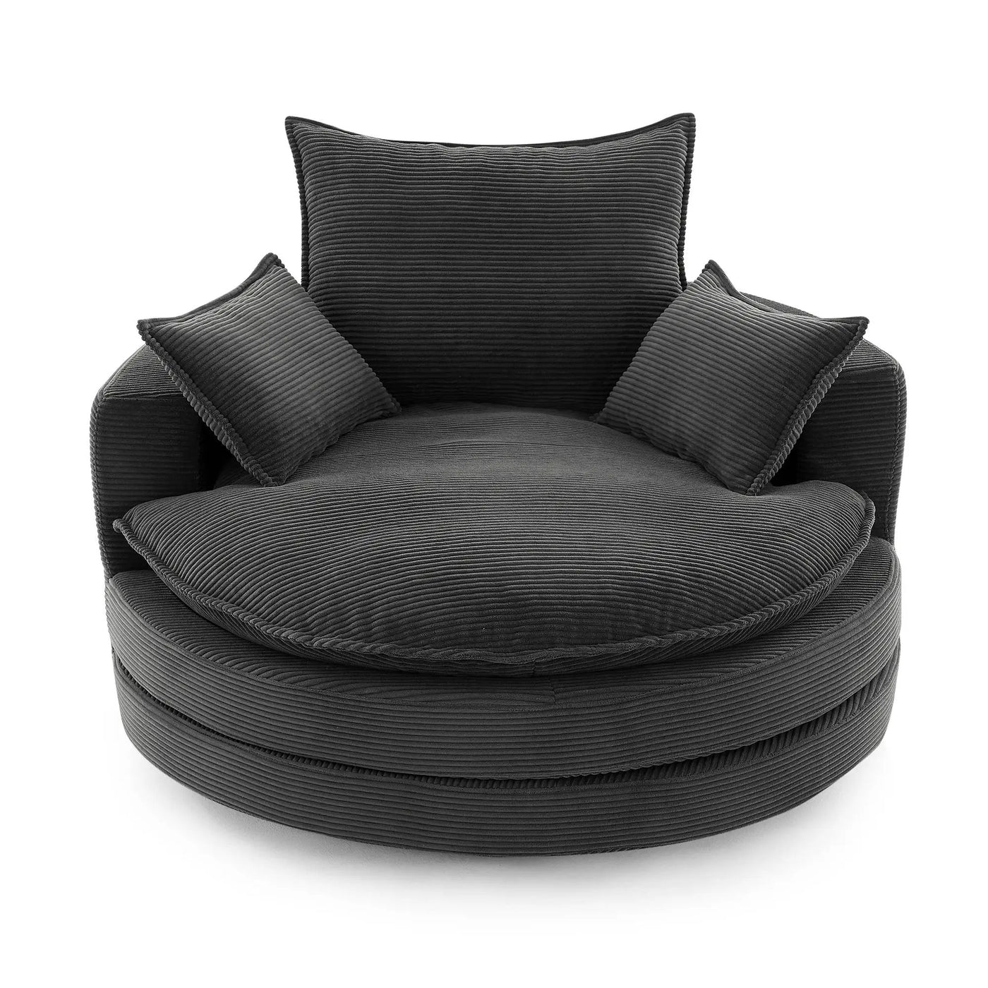 360° Swivel Accent Barrel Chair With Dual Layer Cushion And 3 Removable Pillows by Unique Piece Furniture