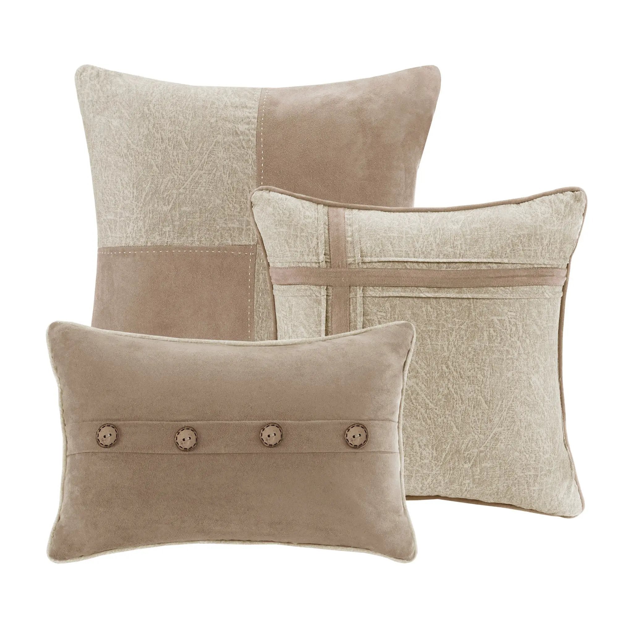 7 Piece Faux Suede Comforter Set Tan King by HouseOfZazla