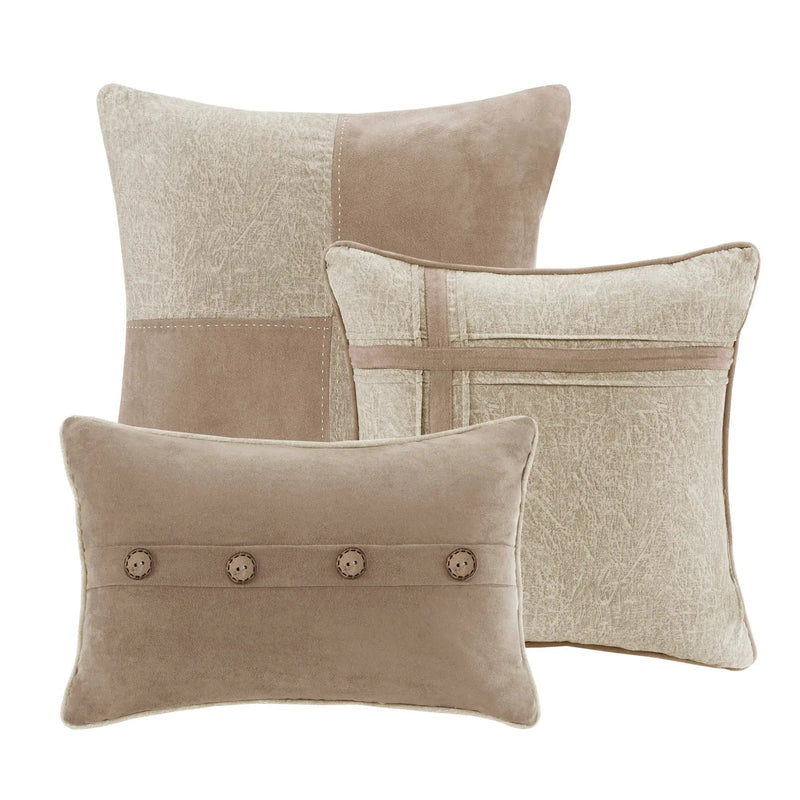 7 Piece Faux Suede Comforter Set Tan King by HouseOfZazla