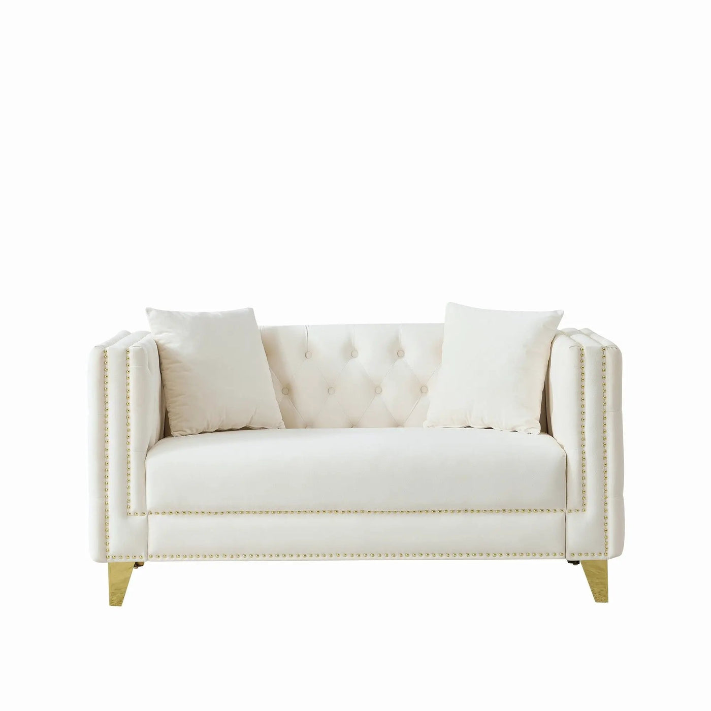 2 Seater Deep Seat Sofa With Button Nailhead, Square Arm by HouseOfZazla