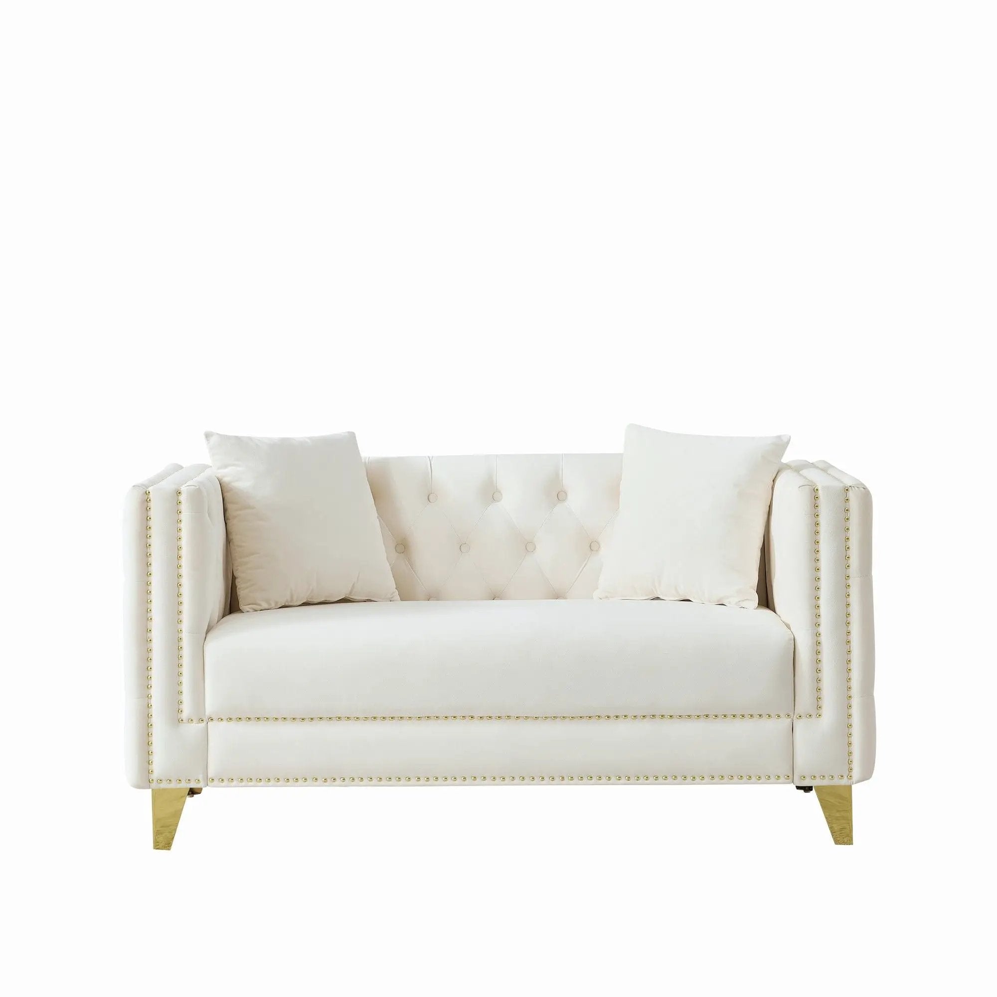 2 Seater Deep Seat Sofa With Button Nailhead, Square Arm by Unique Piece Furniture