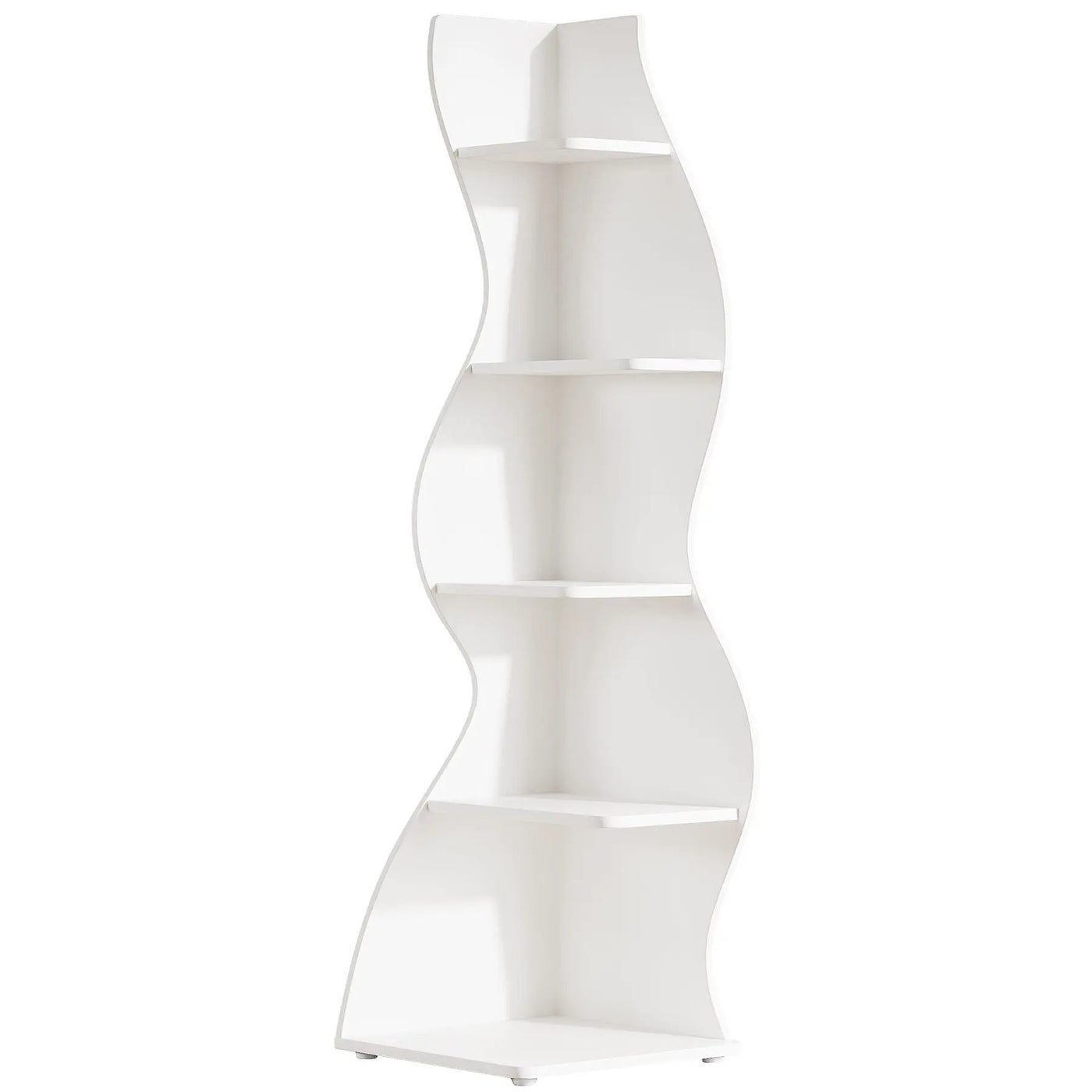 5 Tier Wavy Corner Bookshelf And Plant Stand For Living Room by HouseOfZazla
