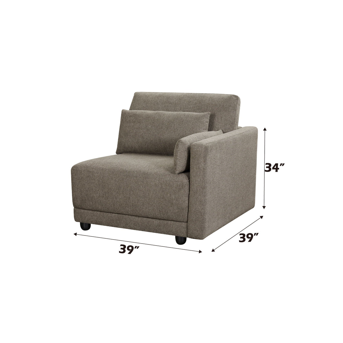Rylie Modular Sectional Sofa with Toss Pillows - Dark Brown, photo 4 of 8