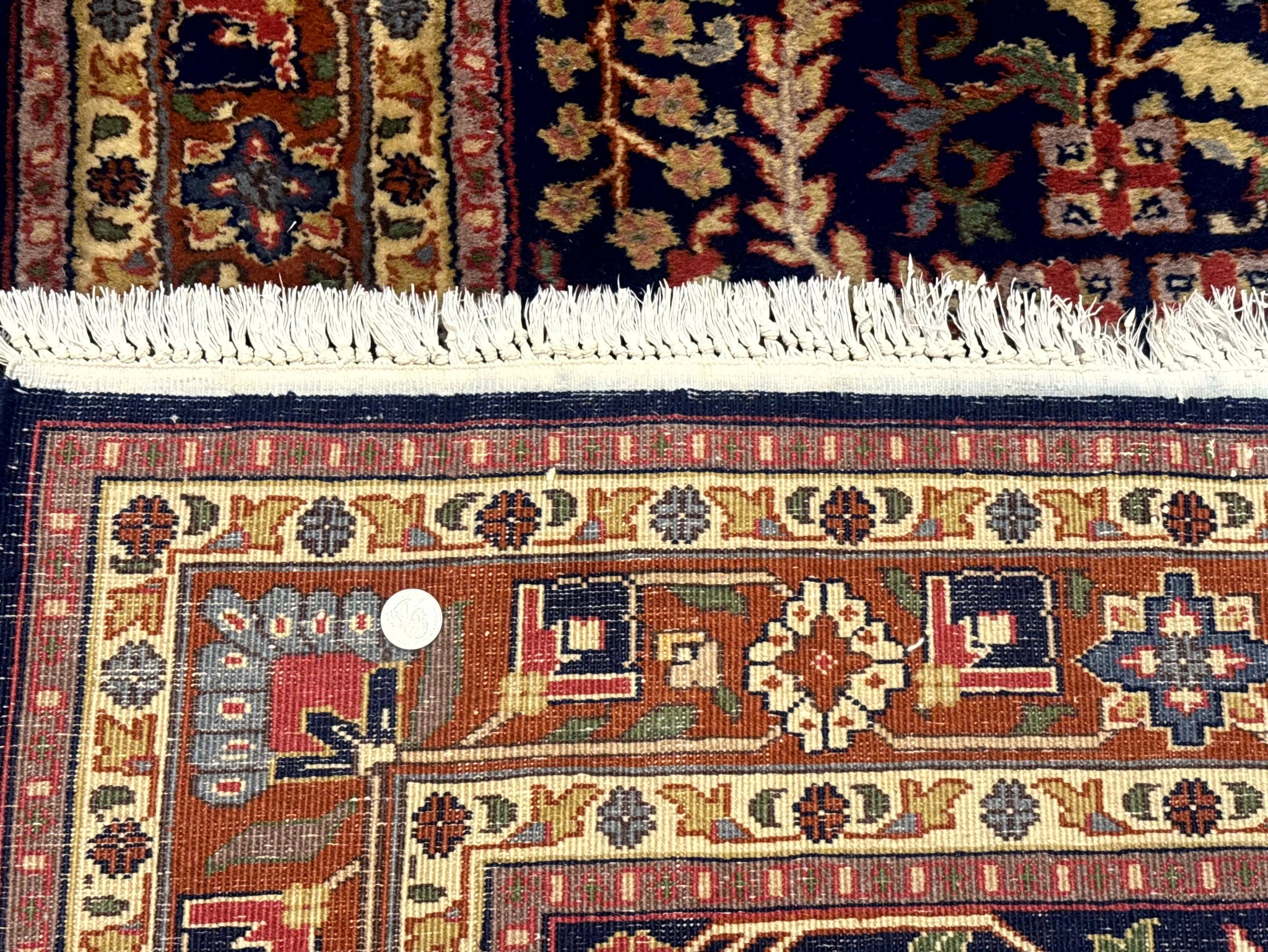 Indo Persian Sarouk Rug 4x6, Blue and Rust Red by Jewel Rugs