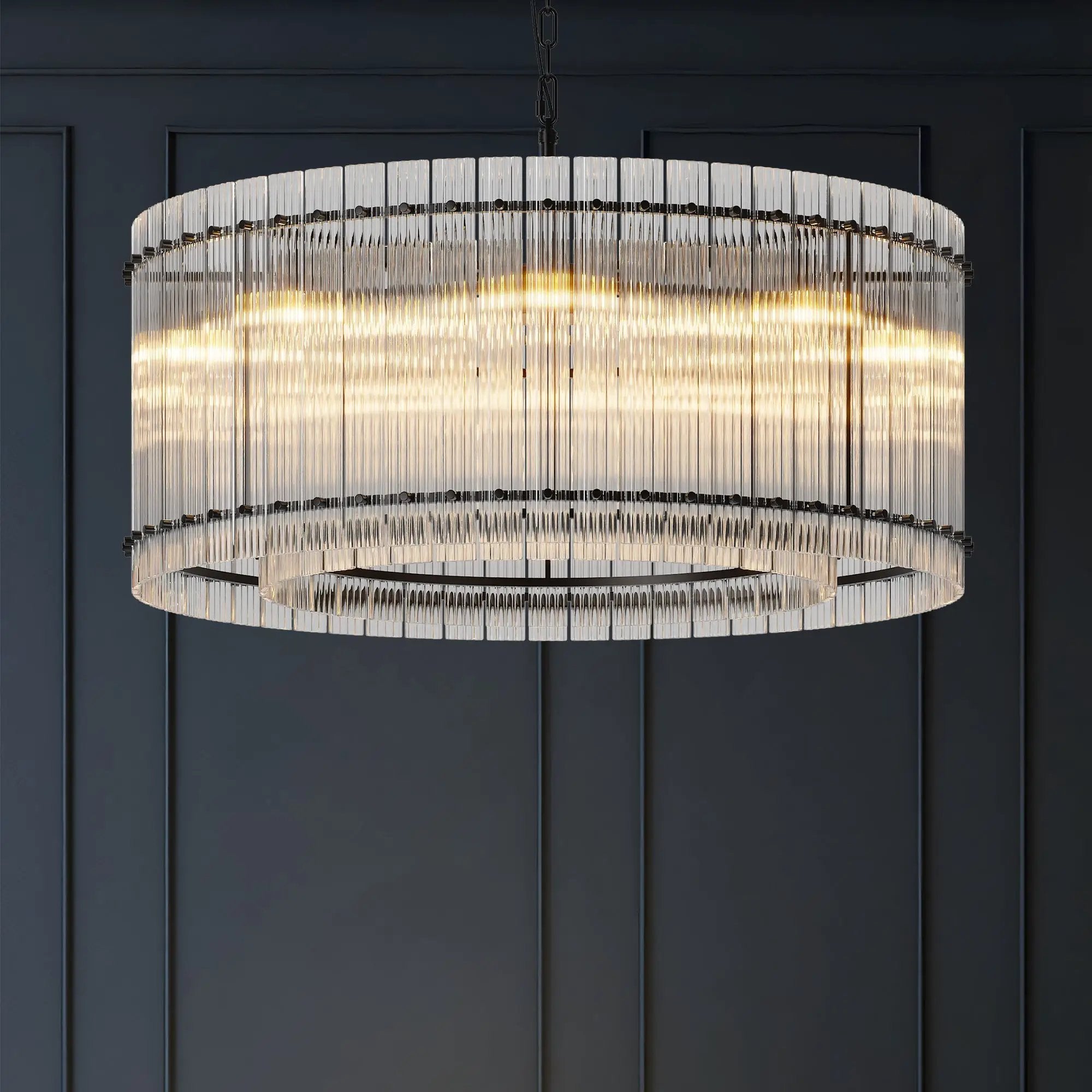 37-Inch Modern Black Round 8-Light Crystal Chandelier by HouseOfZazla