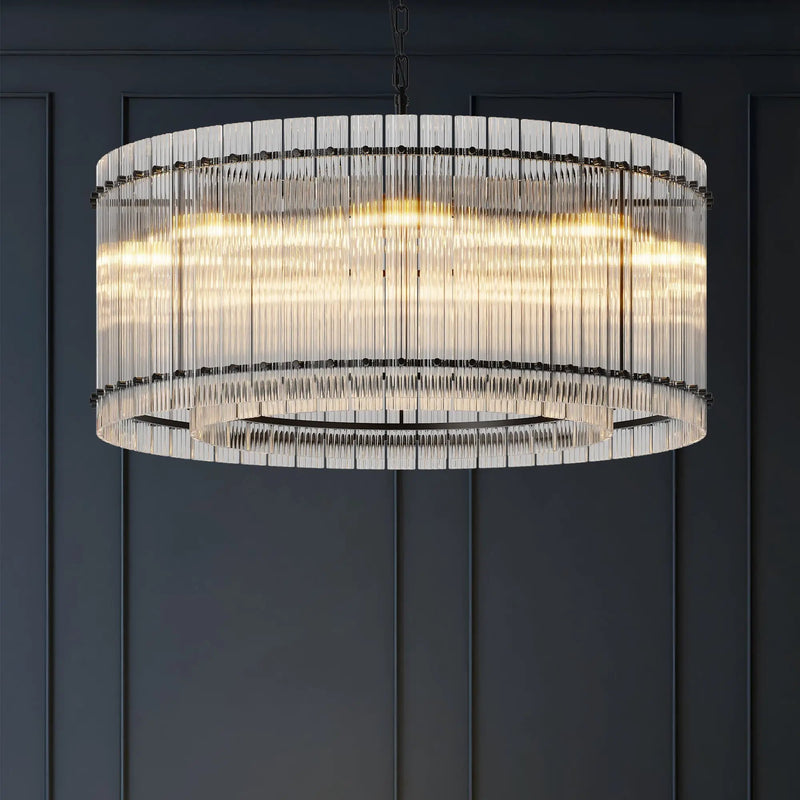 37-Inch Modern Black Round 8-Light Crystal Chandelier by HouseOfZazla